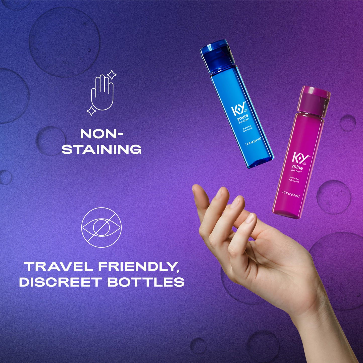 K-Y Yours + Mine Couples Personal Lube, Two Personal Lubricants, Water Based Lube for Women & Glycerin-Based Lube for Men