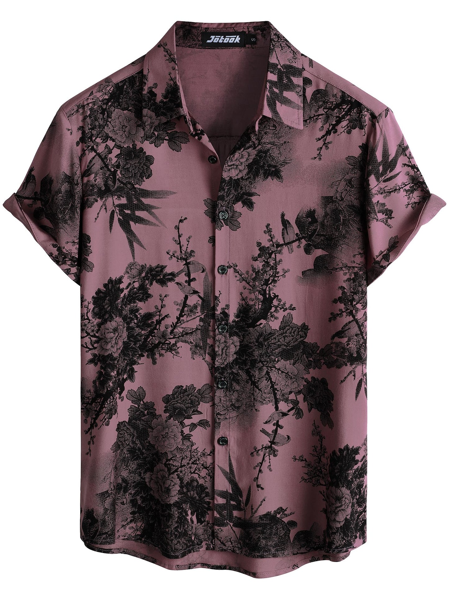 JOTOOK Mens Hawaiian Shirt Short Sleeve Button Down Tropical Shirts Casual Floral Summer Beach Shirt