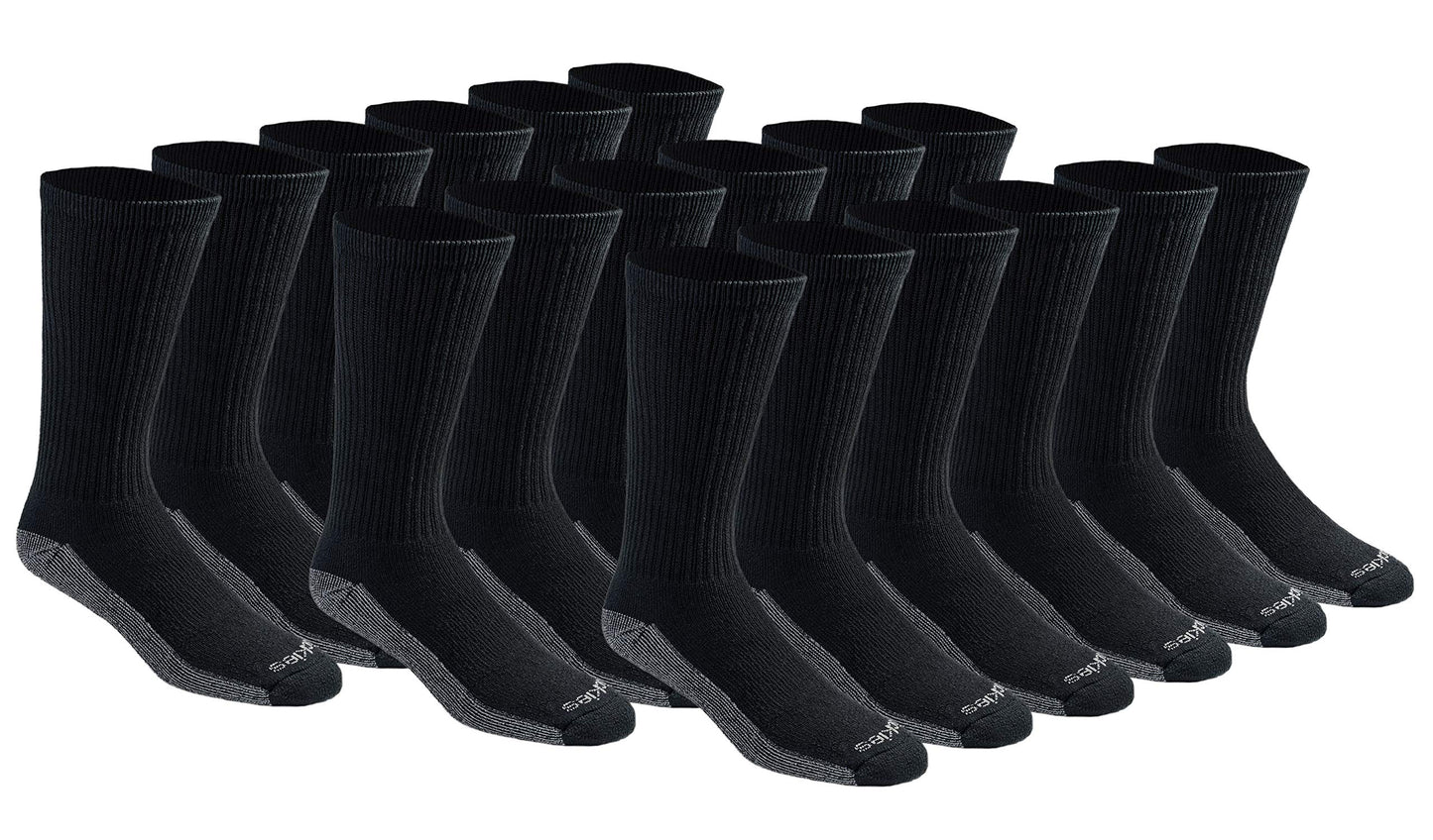 Dickies Men's Dri-Tech Essential Moisture Control Crew Socks, Available in M-XXL (6, 12 Pairs)
