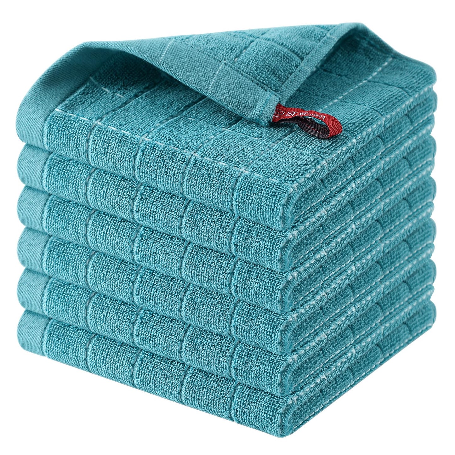 Homaxy 100% Cotton Terrycloth Check Design Dish Cloths & Dish Towels, Soft and Absorbent, Perfect for Kitchen Drying and Washing