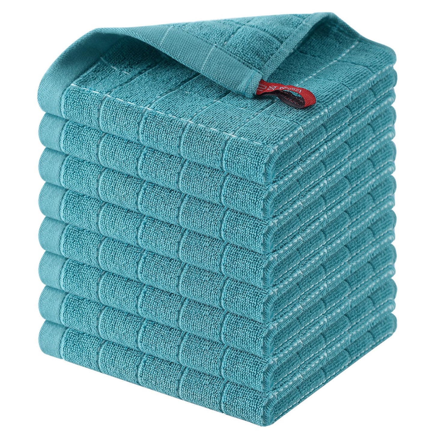 Homaxy 100% Cotton Terrycloth Check Design Dish Cloths & Dish Towels, Soft and Absorbent, Perfect for Kitchen Drying and Washing
