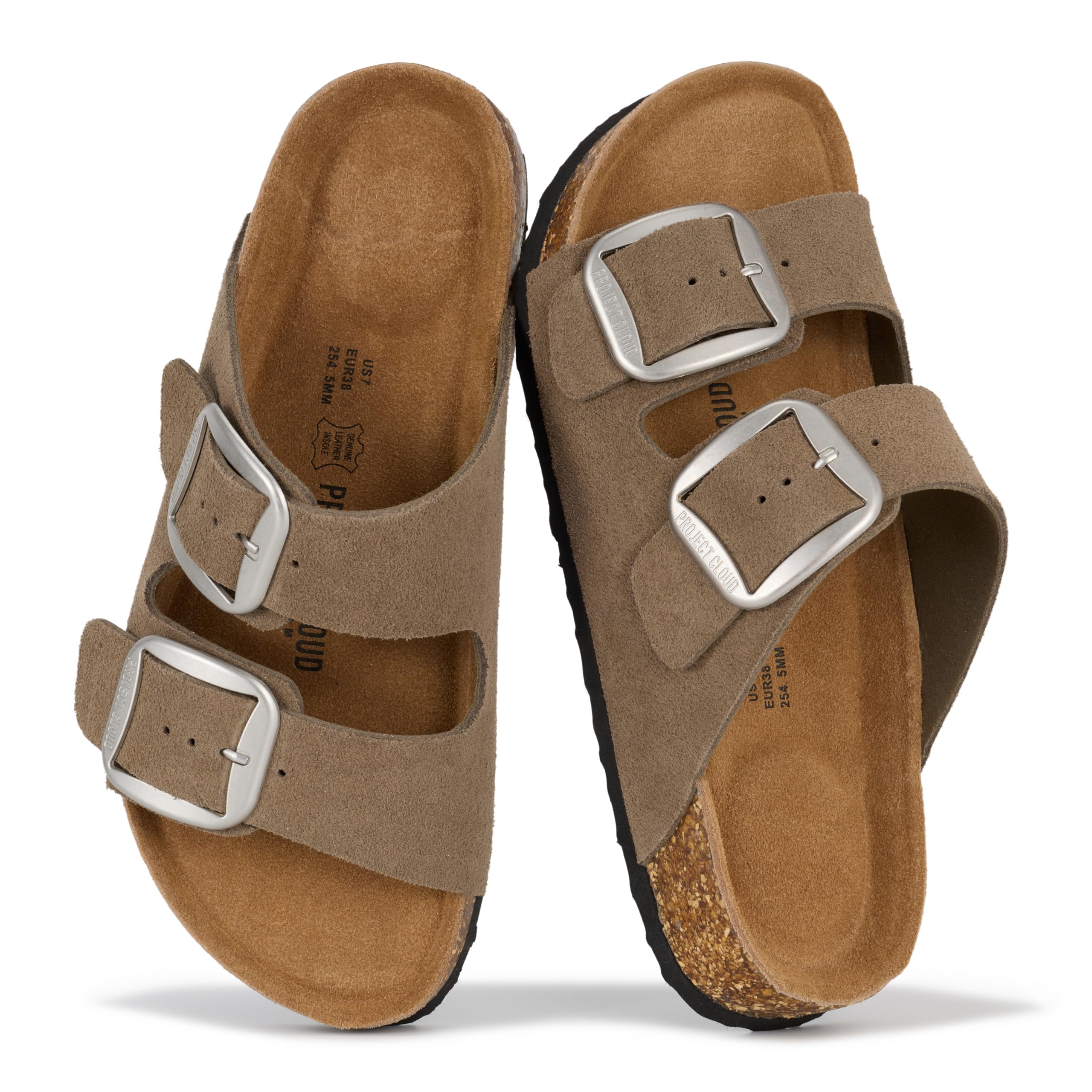 Project Cloud 100% Genuine Leather Flat Sandals for Women 2026 Comfortable Beach Essentials Womens Sandals Memory Foam Vacation Essentials Slides for Women Footwear (Santorini)