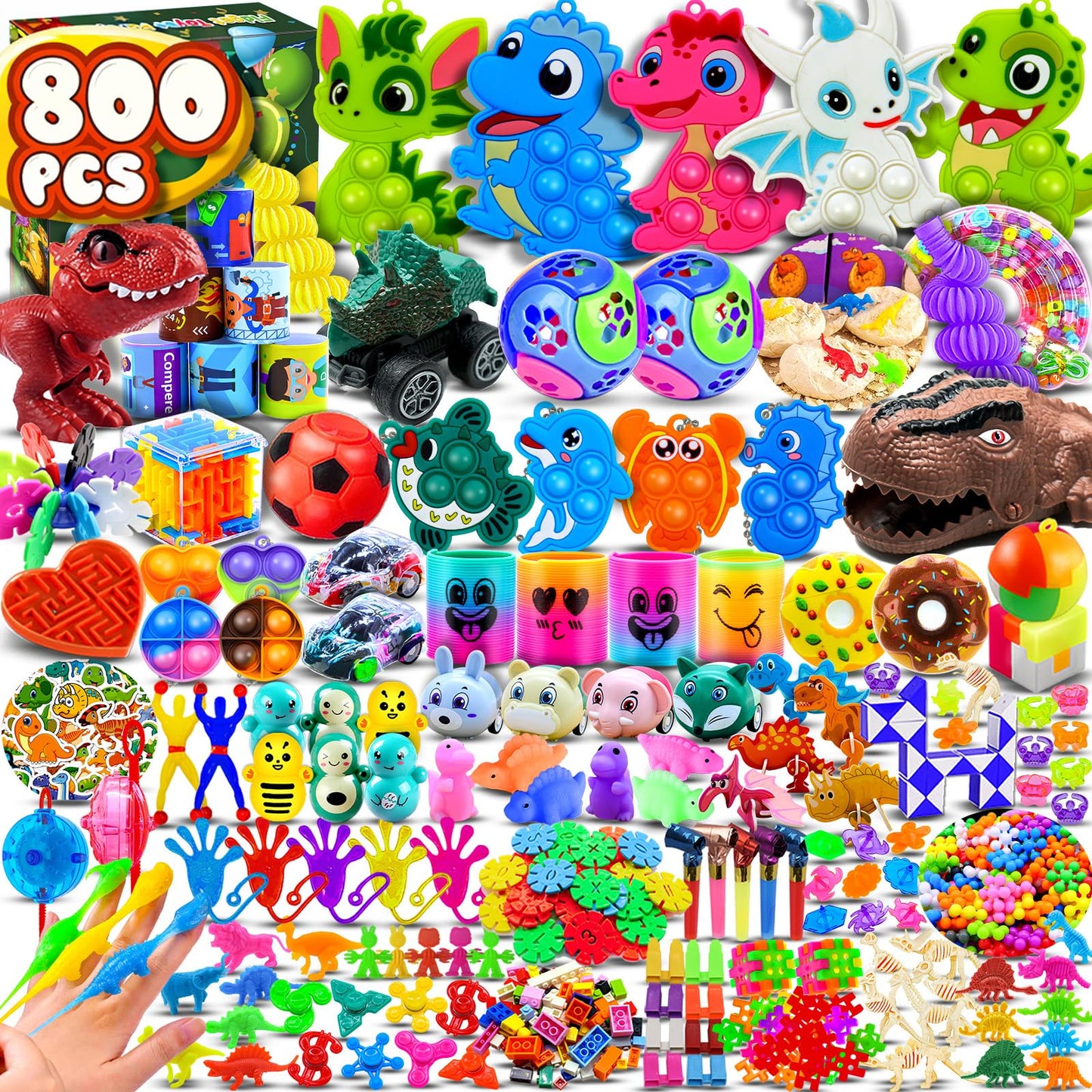 800Pcs Party Favors for Kids 6-12, Fidget Toys Bulk for Adults, Treasure Box Toys for Classroom Prizes, Goodie Bag Fillers, Prize Box for Boys Girls, Pinata Stuffers