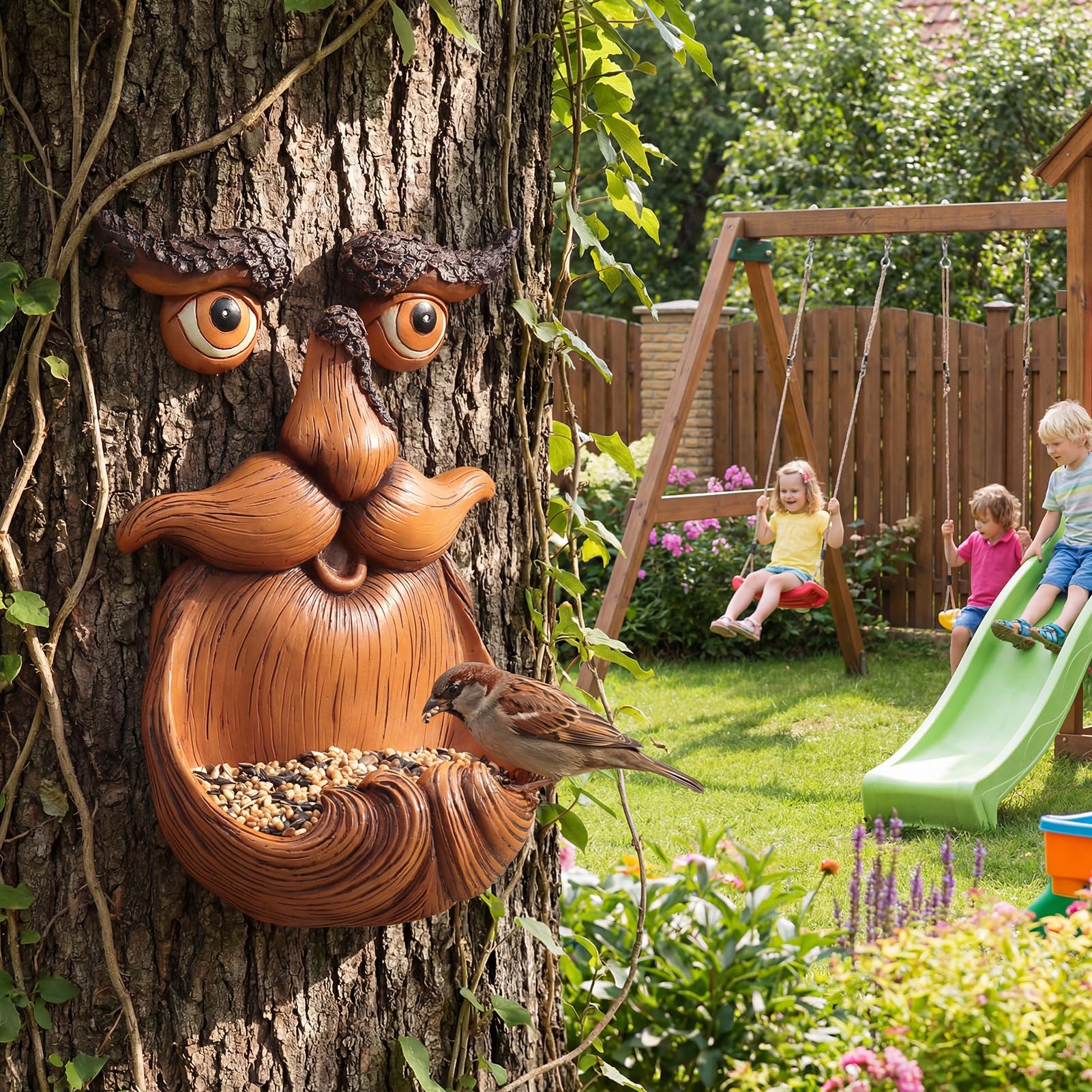 Tree Faces Decor Outdoor, Eyes Glow in Dark Tree Face for Tree Decoration, Tree Face Decor Tree Art for Lawn Garden Patio Backyard Ornaments