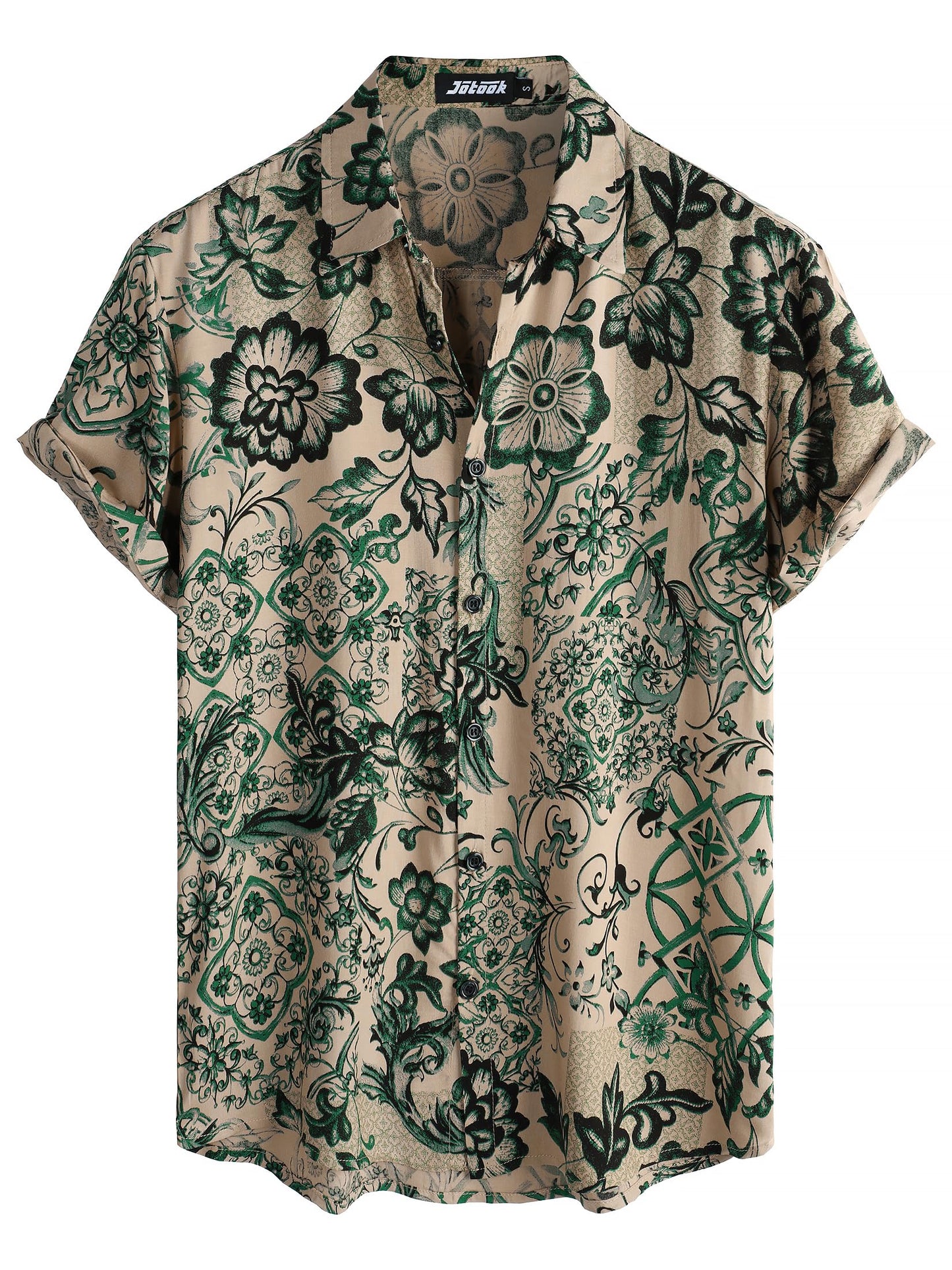 JOTOOK Mens Hawaiian Shirt Short Sleeve Button Down Tropical Shirts Casual Floral Summer Beach Shirt