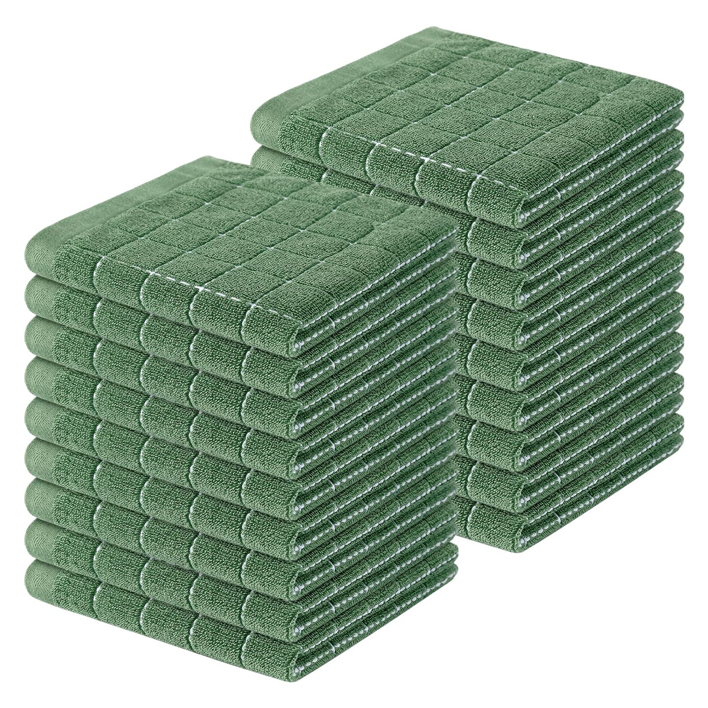 Homaxy 100% Cotton Terrycloth Check Design Dish Cloths & Dish Towels, Soft and Absorbent, Perfect for Kitchen Drying and Washing
