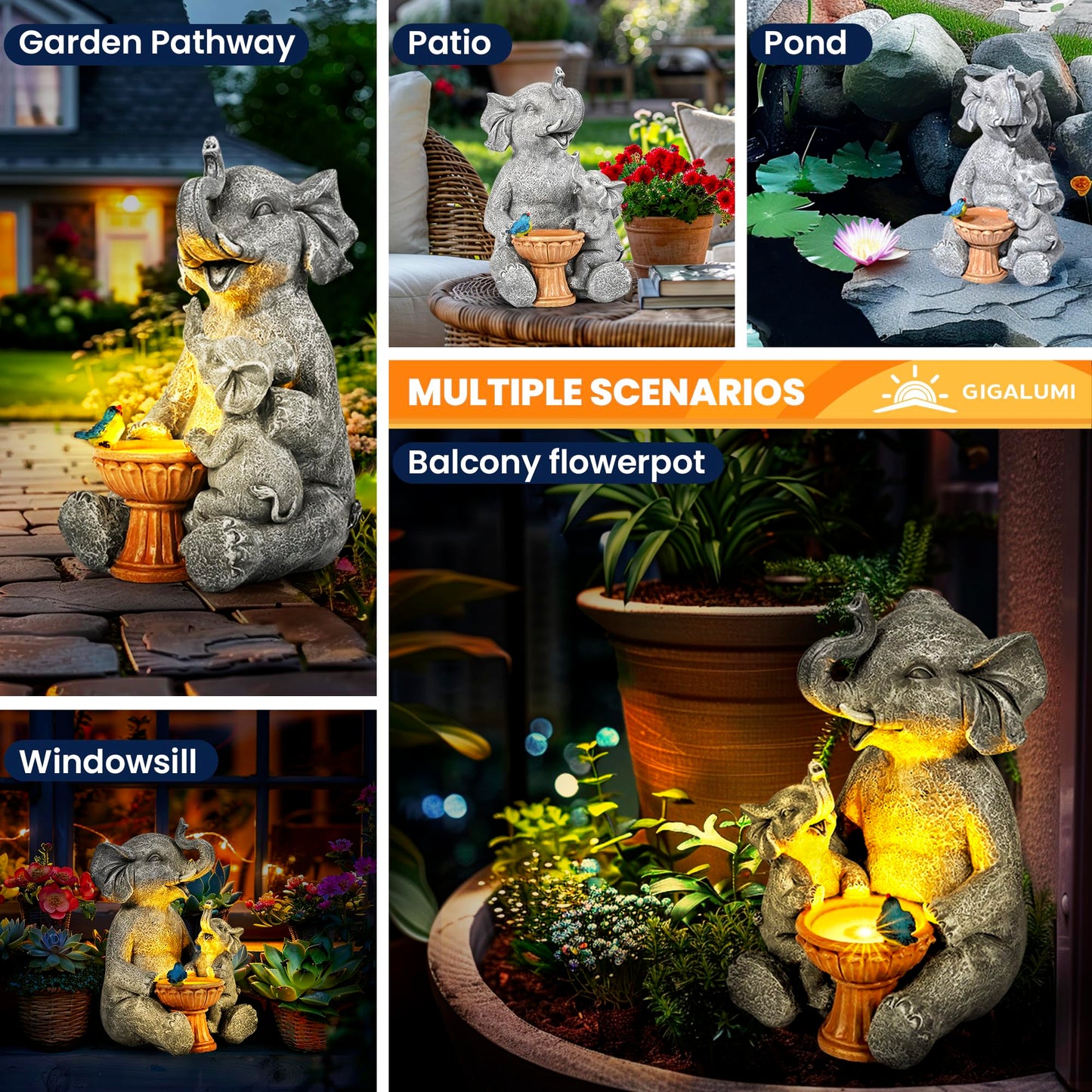 GIGALUMI Solar Garden Statues Outdoor MZ