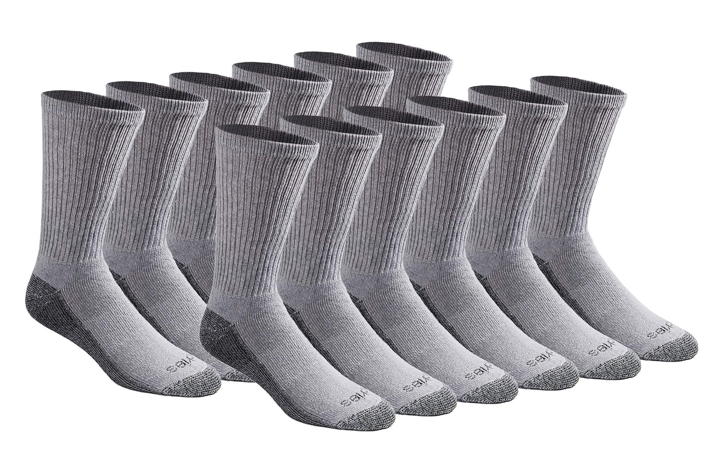 Dickies Men's Dri-Tech Essential Moisture Control Crew Socks, Available in M-XXL (6, 12 Pairs)