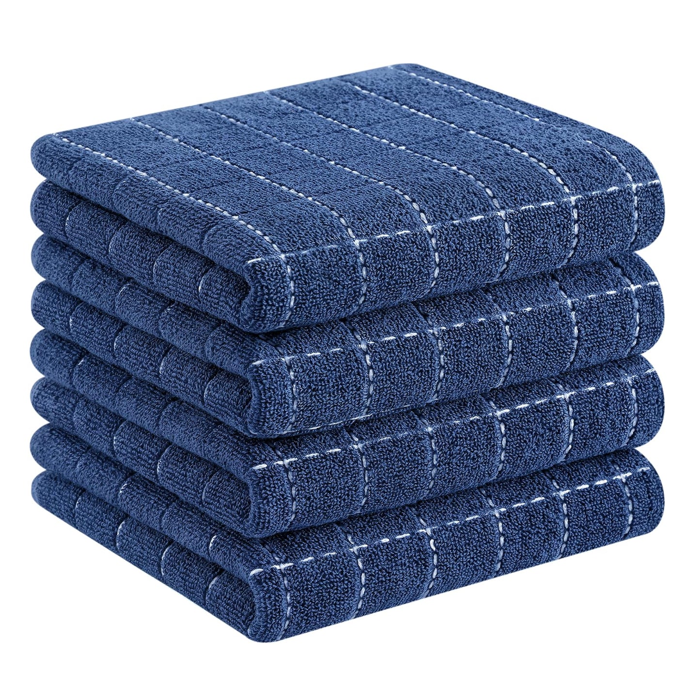 Homaxy 100% Cotton Terrycloth Check Design Dish Cloths & Dish Towels, Soft and Absorbent, Perfect for Kitchen Drying and Washing