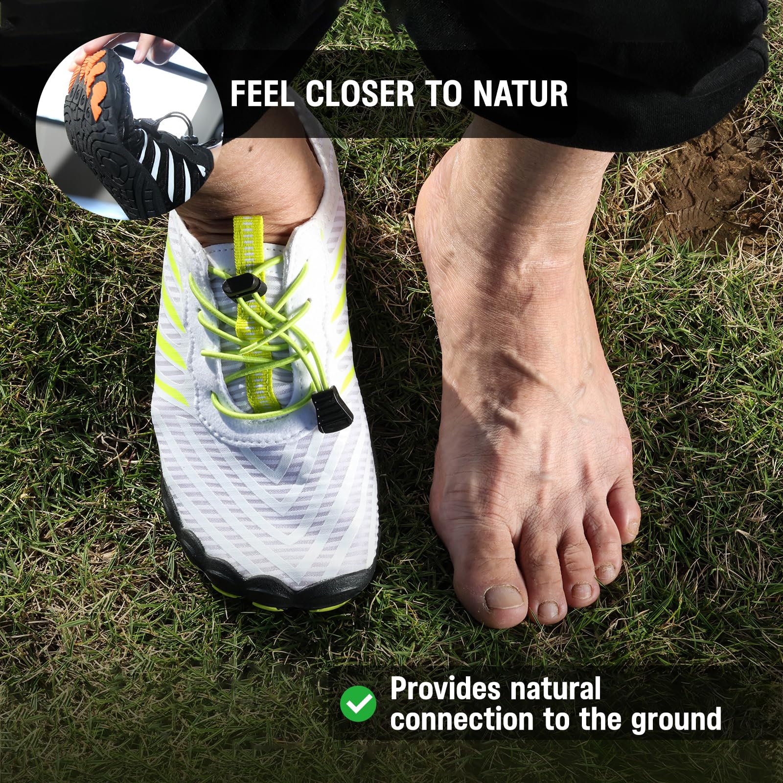 Grounded Footwear for Women Barefoot Shoes,Grounded Footwear for Mens,Hike Barefoot Shoes Womens Footwear, Comfortable Non-Slip Barefoot Vitality Shoes,Men's Women's Water Shoes Wide Toe Box
