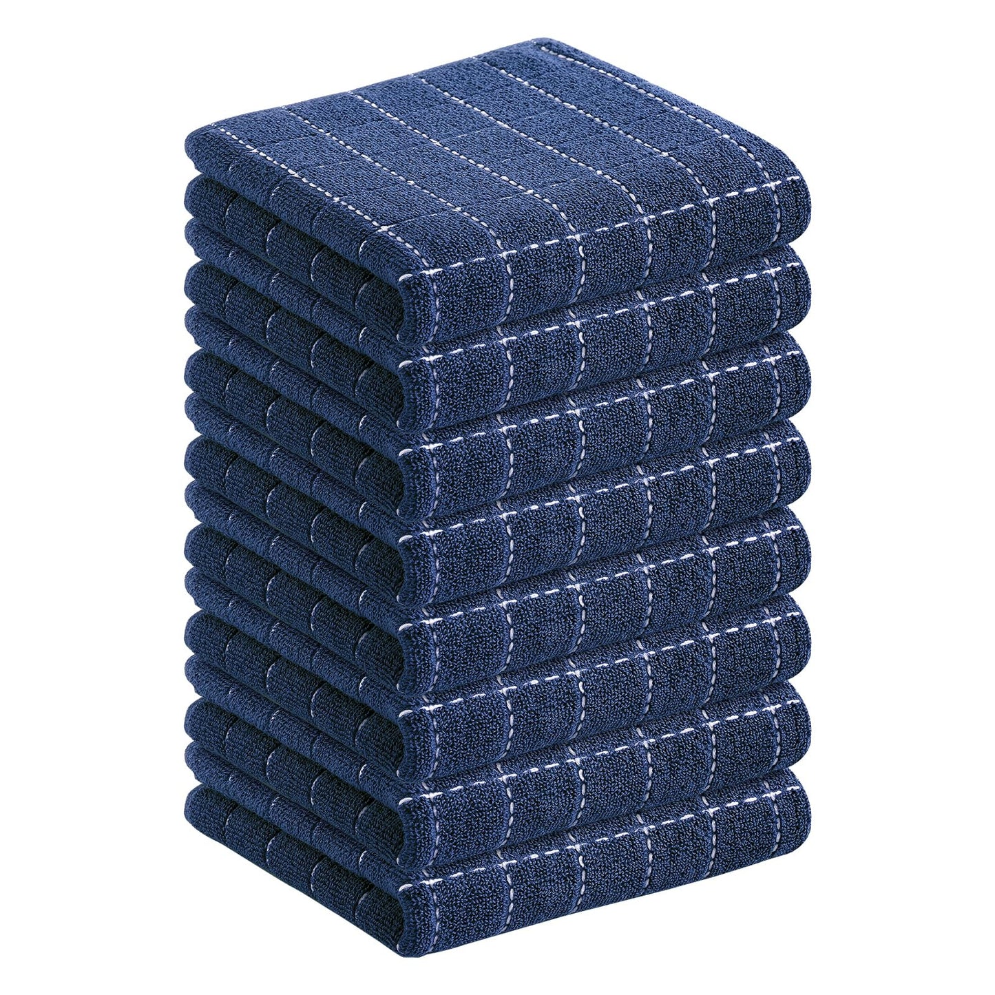 Homaxy 100% Cotton Terrycloth Check Design Dish Cloths & Dish Towels, Soft and Absorbent, Perfect for Kitchen Drying and Washing