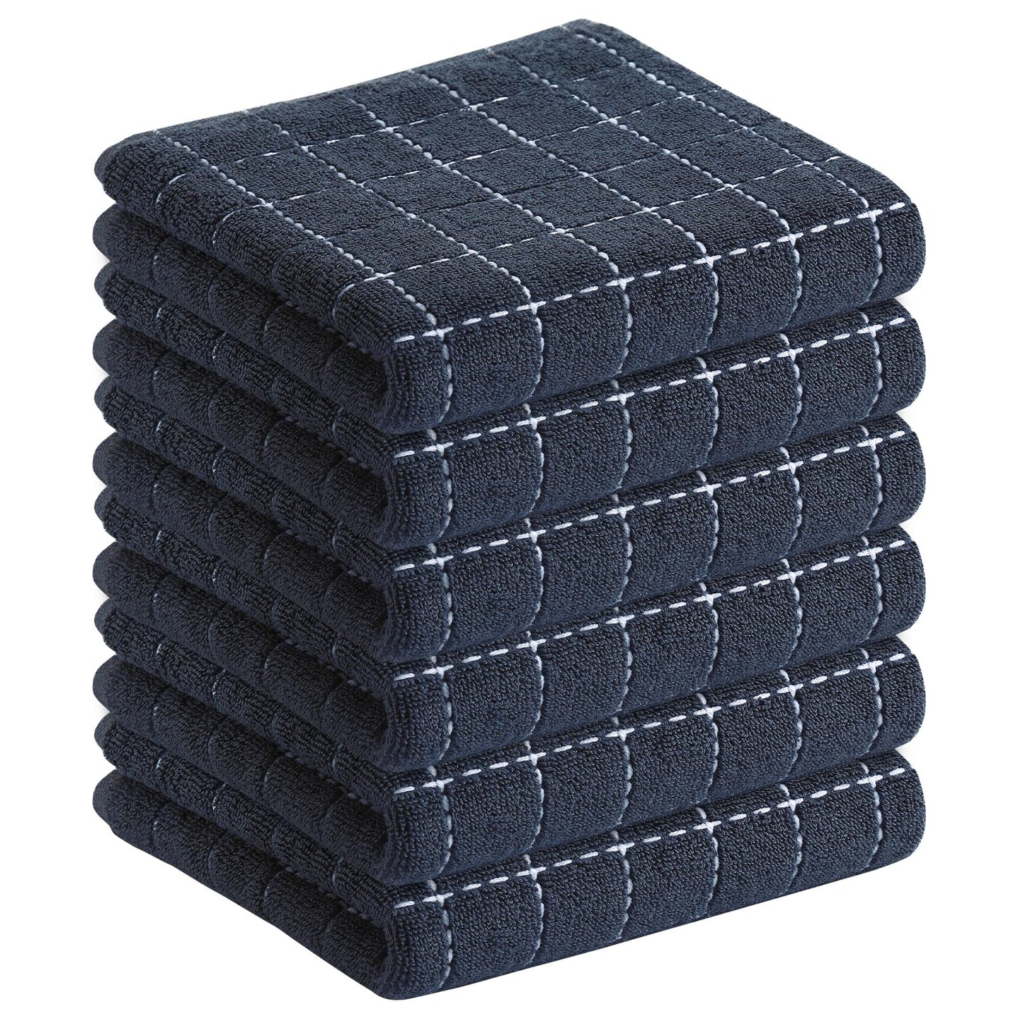 Homaxy 100% Cotton Terrycloth Check Design Dish Cloths & Dish Towels, Soft and Absorbent, Perfect for Kitchen Drying and Washing