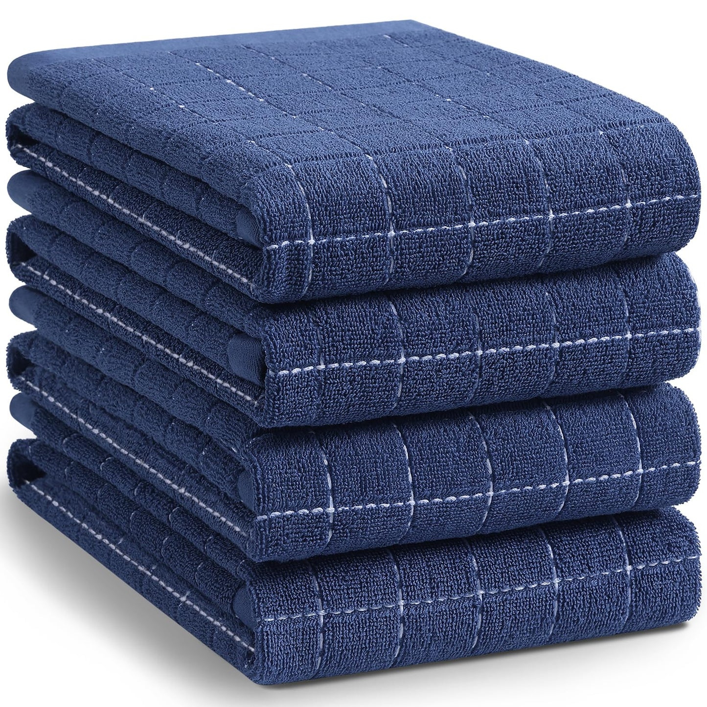 Homaxy 100% Cotton Terrycloth Check Design Dish Cloths & Dish Towels, Soft and Absorbent, Perfect for Kitchen Drying and Washing