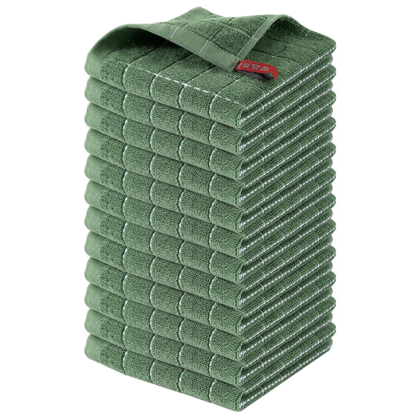 Homaxy 100% Cotton Terrycloth Check Design Dish Cloths & Dish Towels, Soft and Absorbent, Perfect for Kitchen Drying and Washing