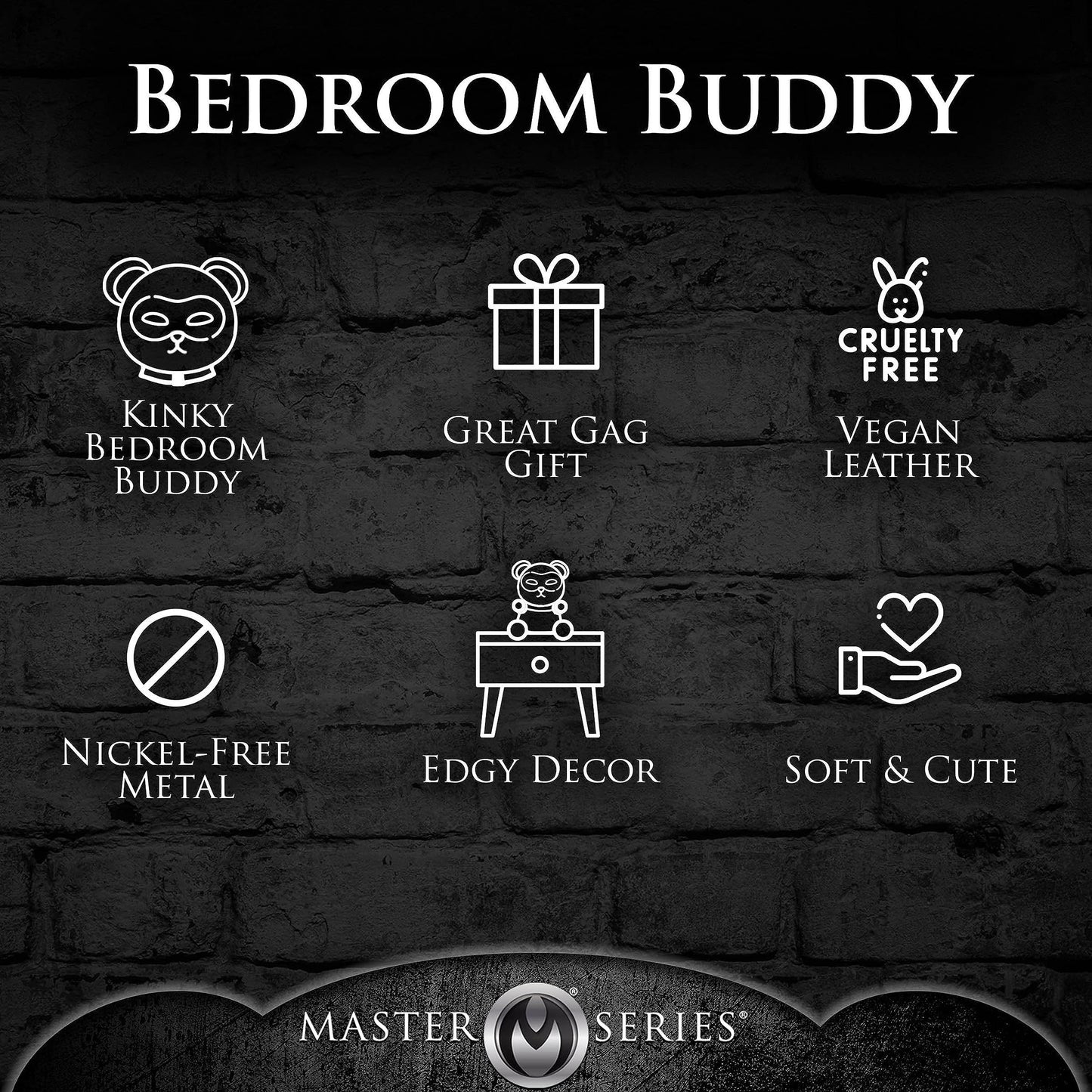 Master Series BDSM Bear for Men, Women & Couples. Soft, BDSM Themed Teddy Bear Stuffed Animal Medium. Cute and Sexy Gift. 1 Piece, Beige and Black.
