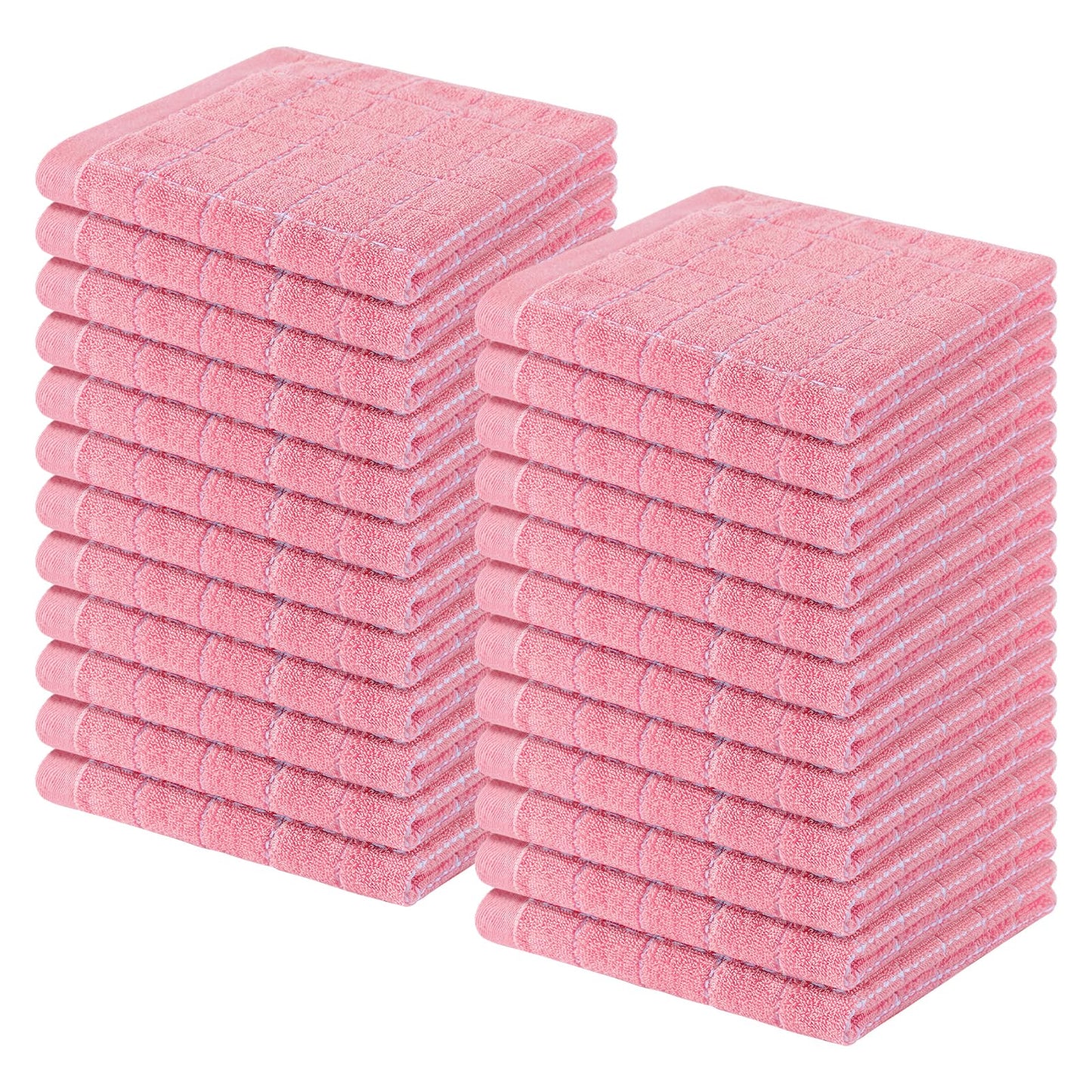 Homaxy 100% Cotton Terrycloth Check Design Dish Cloths & Dish Towels, Soft and Absorbent, Perfect for Kitchen Drying and Washing