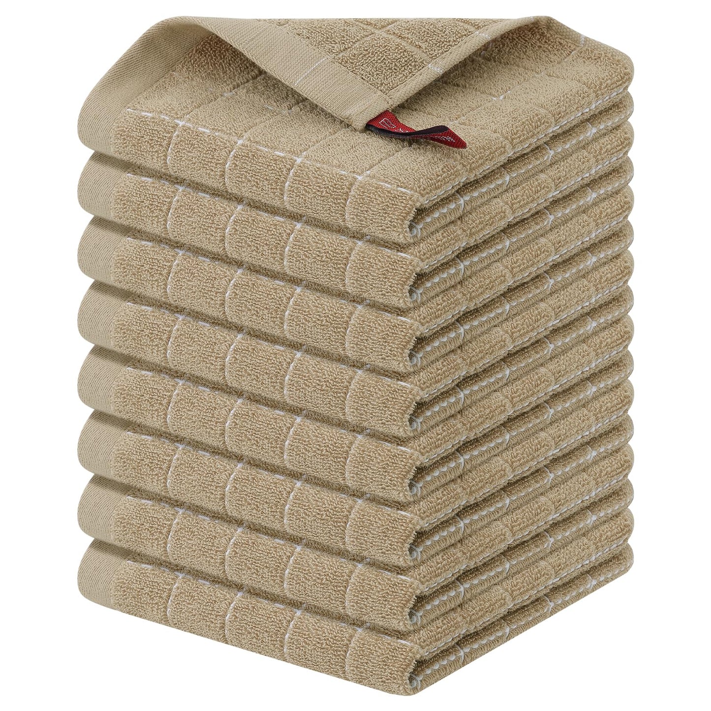 Homaxy 100% Cotton Terrycloth Check Design Dish Cloths & Dish Towels, Soft and Absorbent, Perfect for Kitchen Drying and Washing