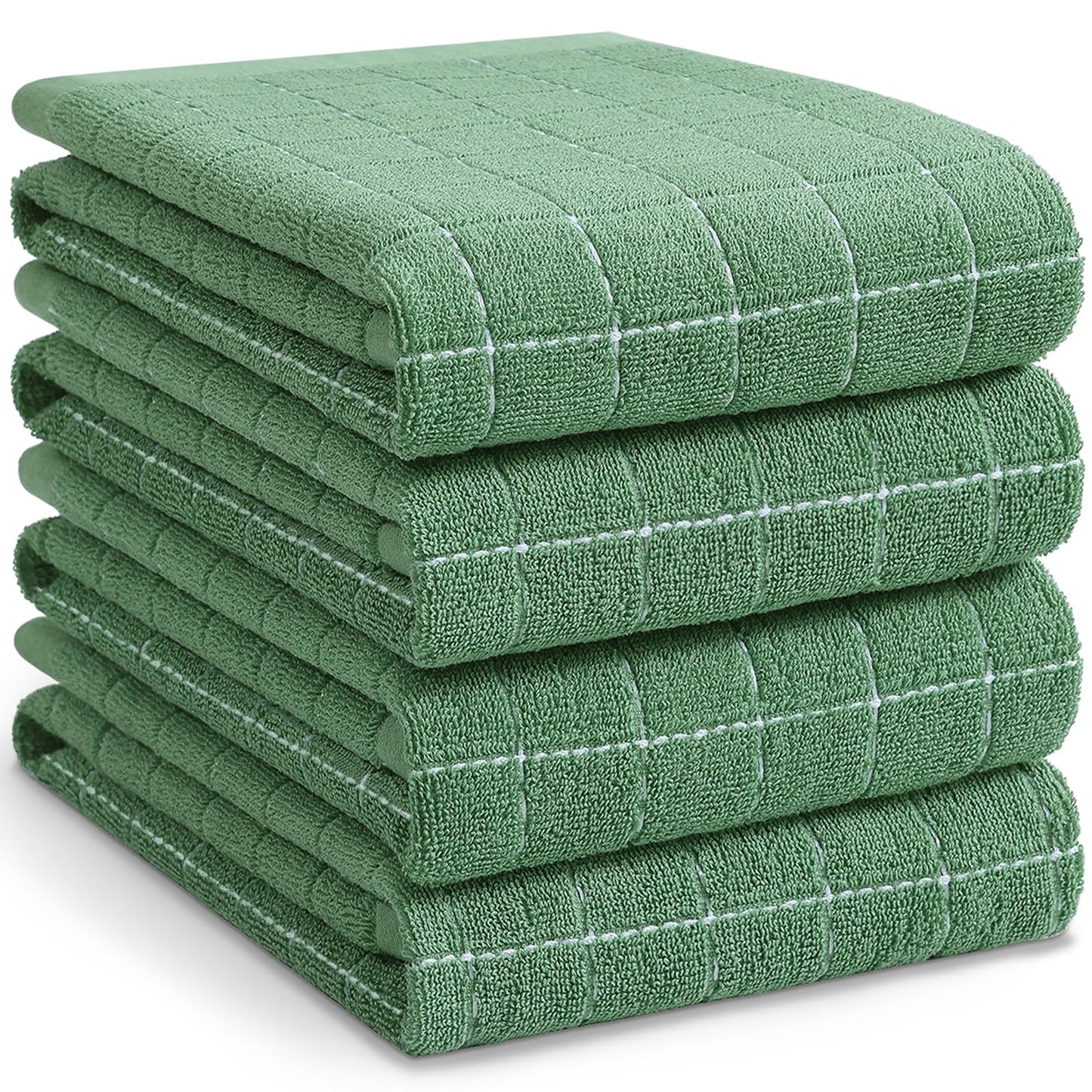 Homaxy 100% Cotton Terrycloth Check Design Dish Cloths & Dish Towels, Soft and Absorbent, Perfect for Kitchen Drying and Washing