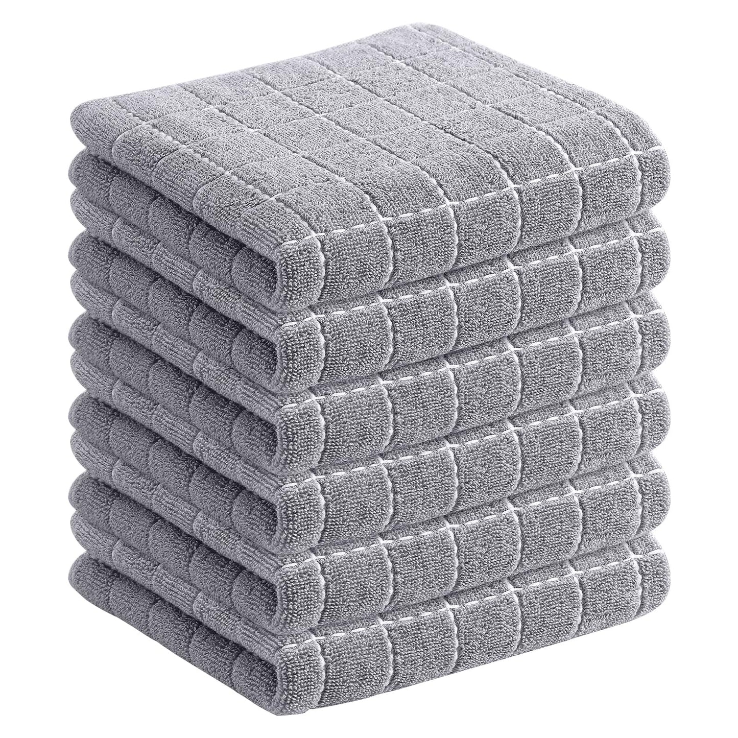 Homaxy 100% Cotton Terrycloth Check Design Dish Cloths & Dish Towels, Soft and Absorbent, Perfect for Kitchen Drying and Washing