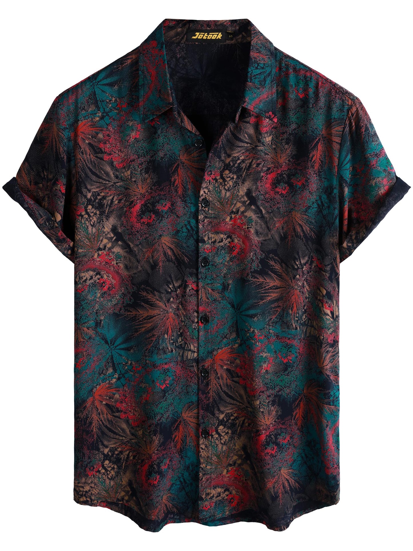 JOTOOK Mens Hawaiian Shirt Short Sleeve Button Down Tropical Shirts Casual Floral Summer Beach Shirt