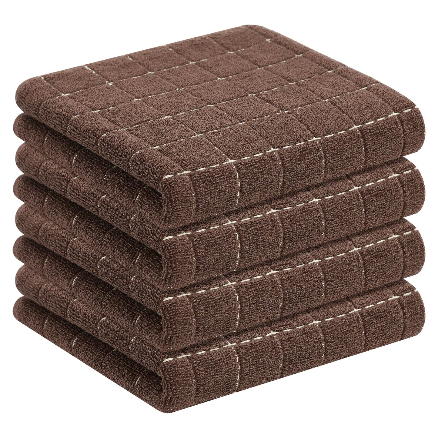 Homaxy 100% Cotton Terrycloth Check Design Dish Cloths & Dish Towels, Soft and Absorbent, Perfect for Kitchen Drying and Washing