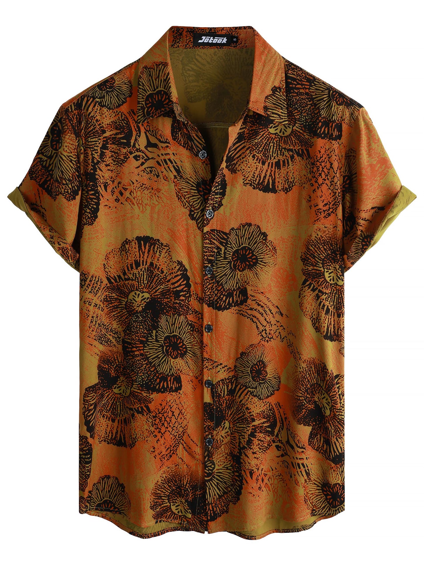 JOTOOK Mens Hawaiian Shirt Short Sleeve Button Down Tropical Shirts Casual Floral Summer Beach Shirt