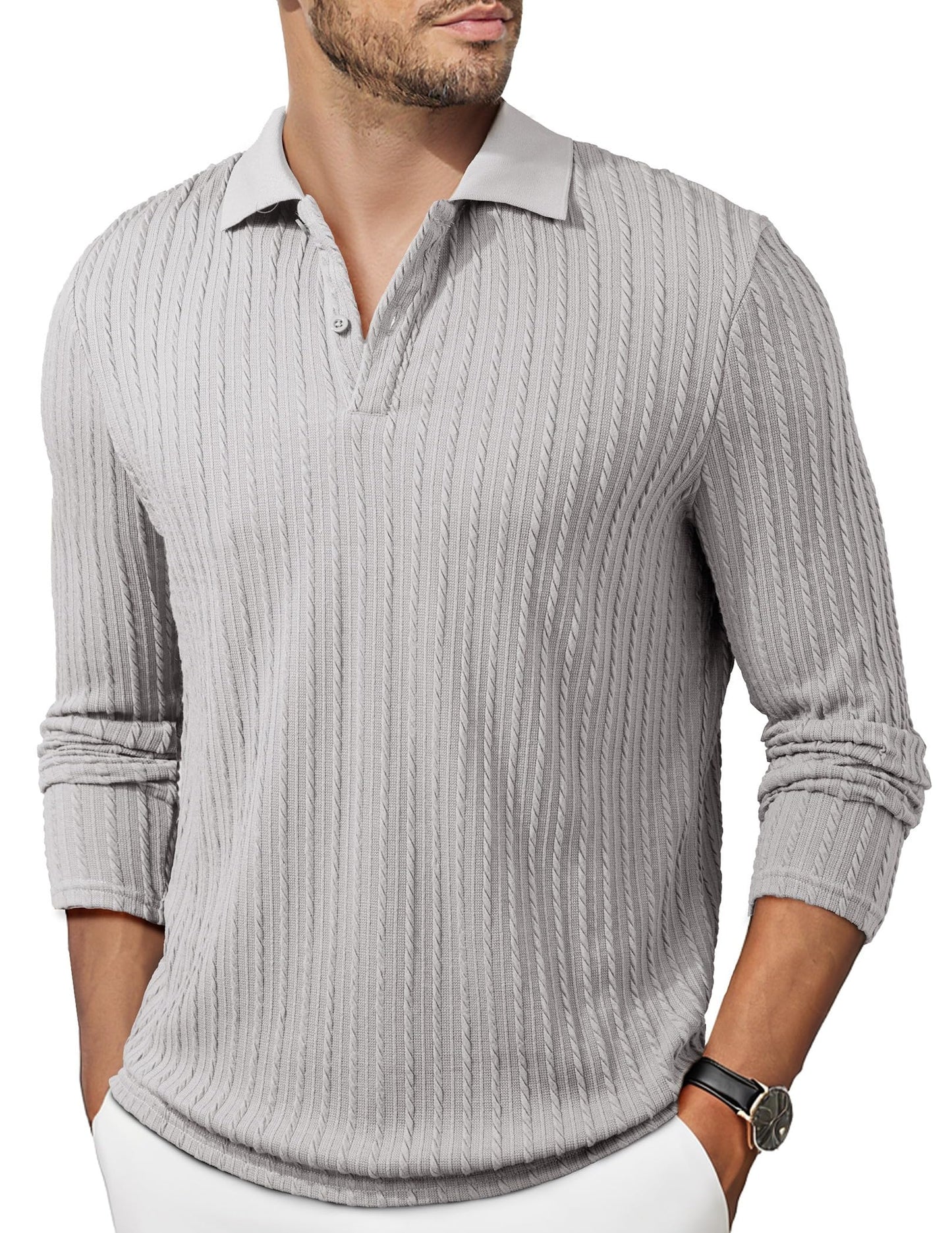 JMIERR Mens Casual Polo Shirt Summer Short Sleeve Vacation Button Beach Knit Stretchy Golf Shirts