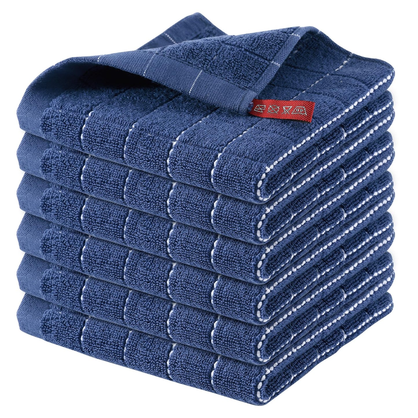 Homaxy 100% Cotton Terrycloth Check Design Dish Cloths & Dish Towels, Soft and Absorbent, Perfect for Kitchen Drying and Washing