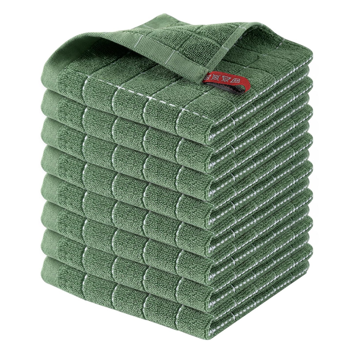 Homaxy 100% Cotton Terrycloth Check Design Dish Cloths & Dish Towels, Soft and Absorbent, Perfect for Kitchen Drying and Washing