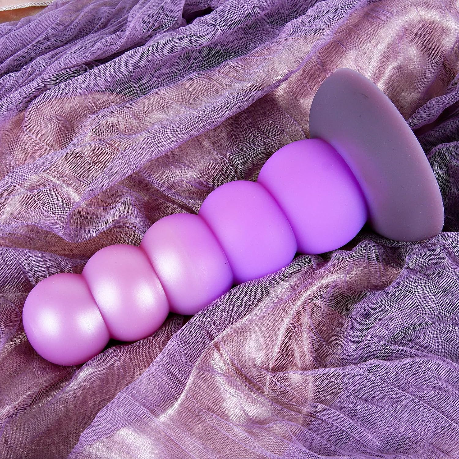 5.5 Inch Small Silicone Beads Dildo Anal Plug with Suction Cup, Soft Fantasy Pink Purple 5 Knots Dildos Butt Plug, G-Spot Dildo Prostate Massager Anal Trainer Expander Sex Toy for Women Men Beginner