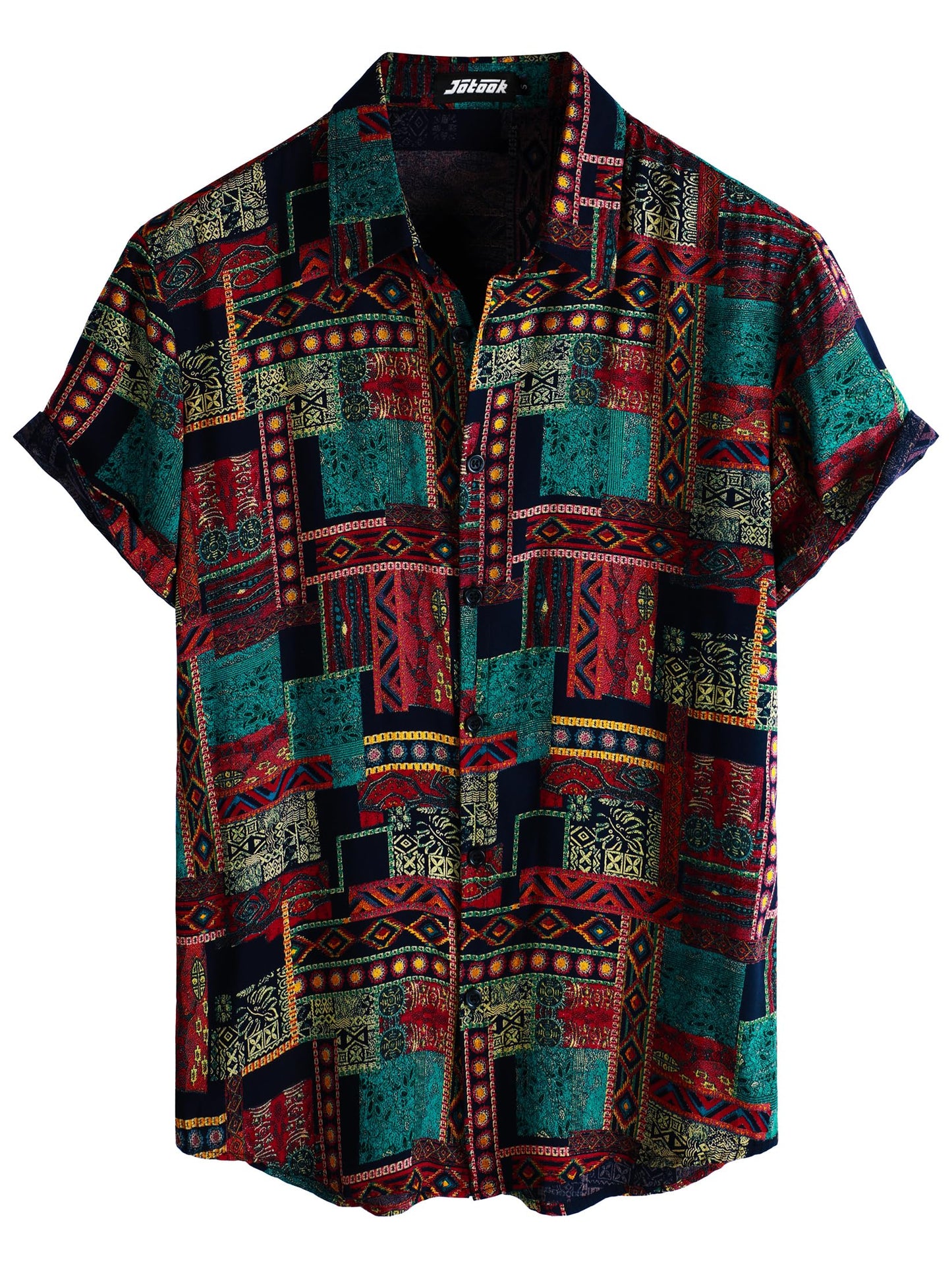 JOTOOK Mens Hawaiian Shirt Short Sleeve Button Down Tropical Shirts Casual Floral Summer Beach Shirt