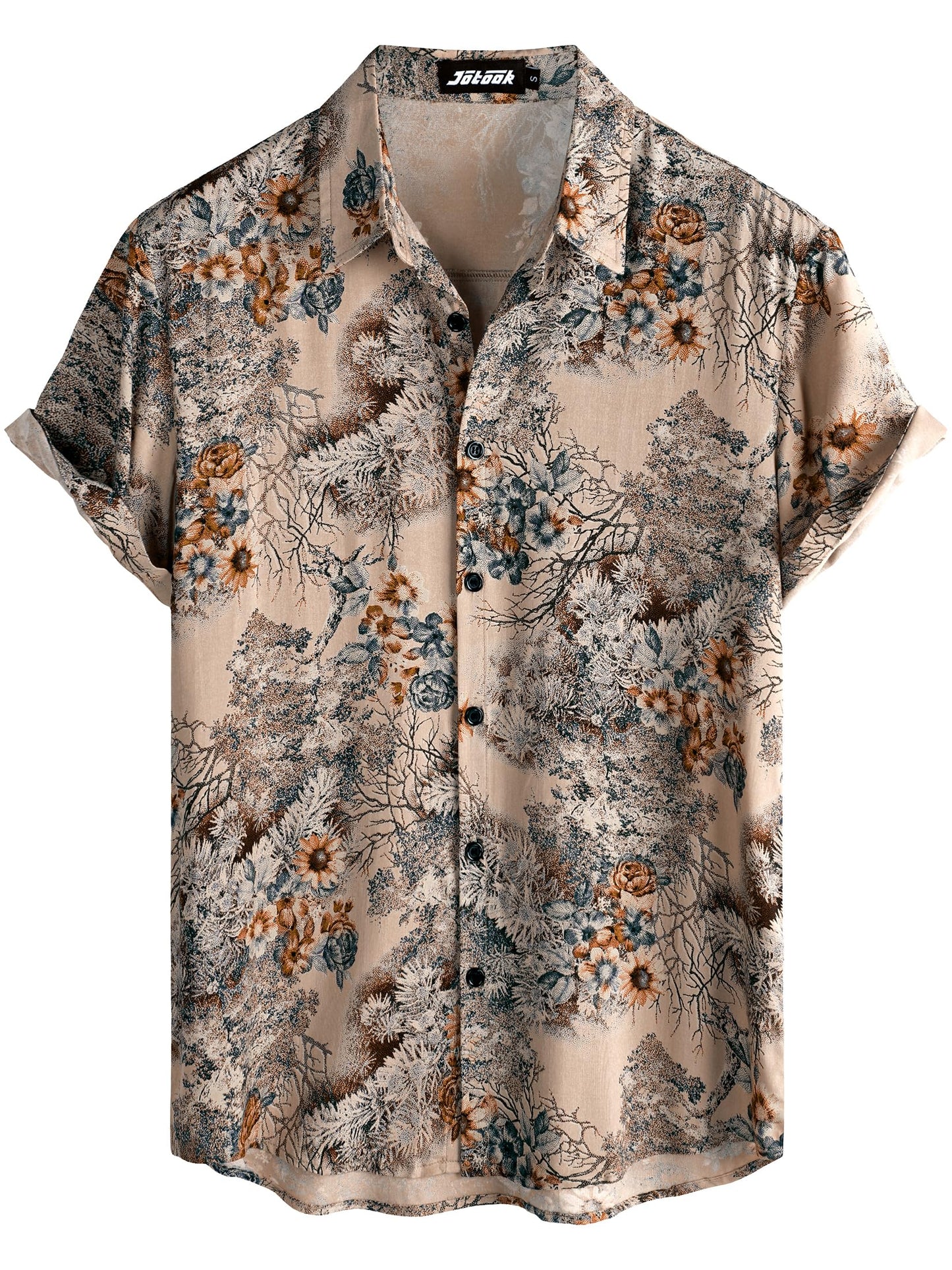JOTOOK Mens Hawaiian Shirt Short Sleeve Button Down Tropical Shirts Casual Floral Summer Beach Shirt