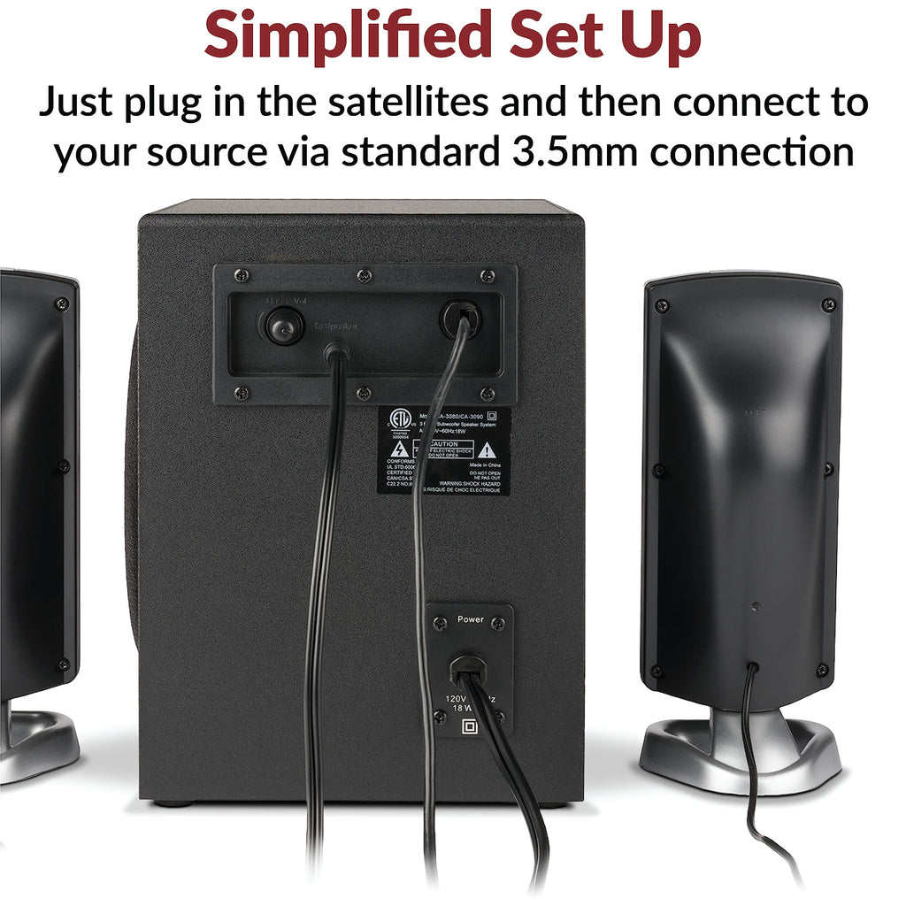 Cyber Acoustics 2.1 Subwoofer Speaker System with 18W of Power – Great for Music, Movies, Gaming, and Multimedia Computer Laptops (CA-3090) Green