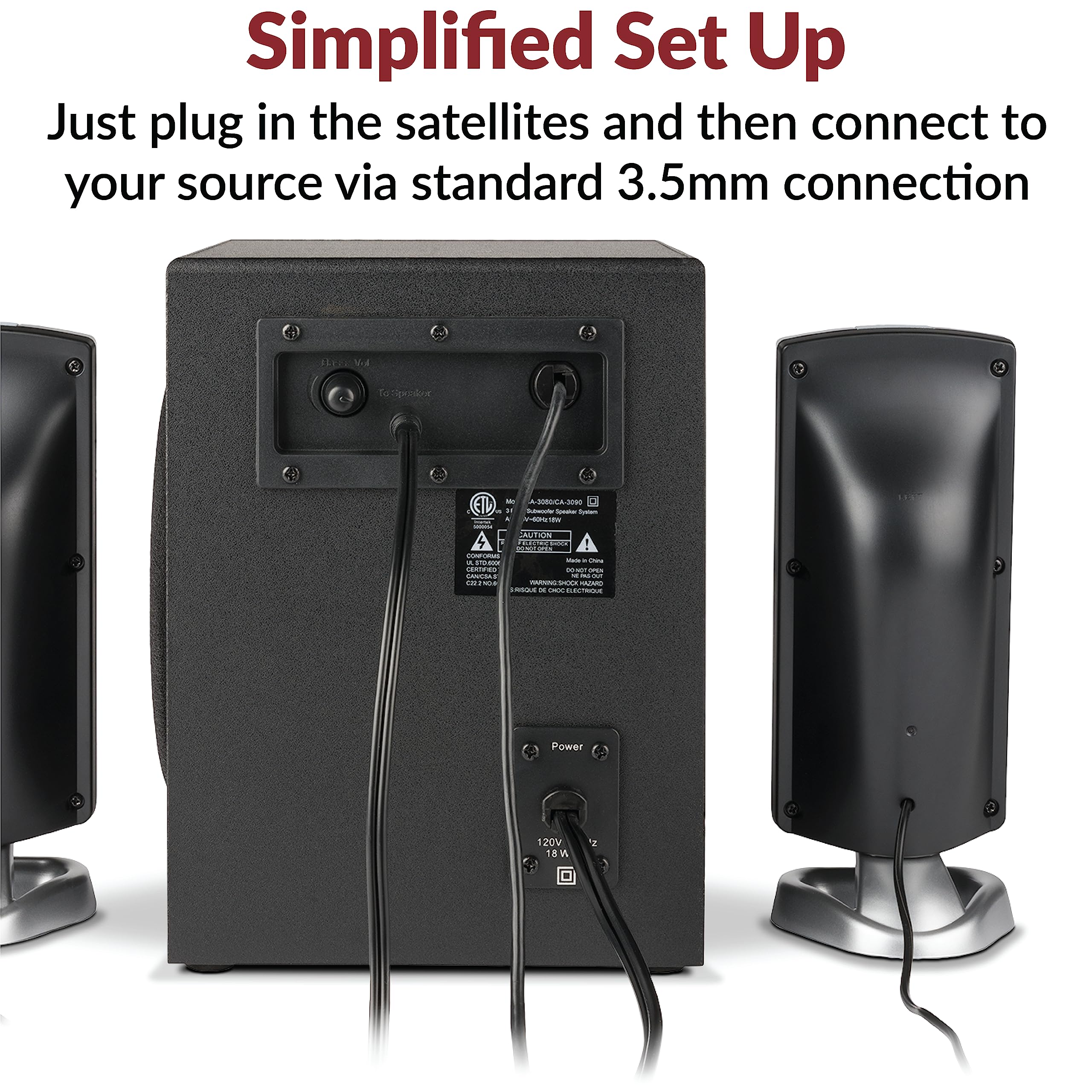 Cyber Acoustics 2.1 Subwoofer Speaker System with 18W of Power – Great for Music, Movies, Gaming, and Multimedia Computer Laptops (CA-3090) Green