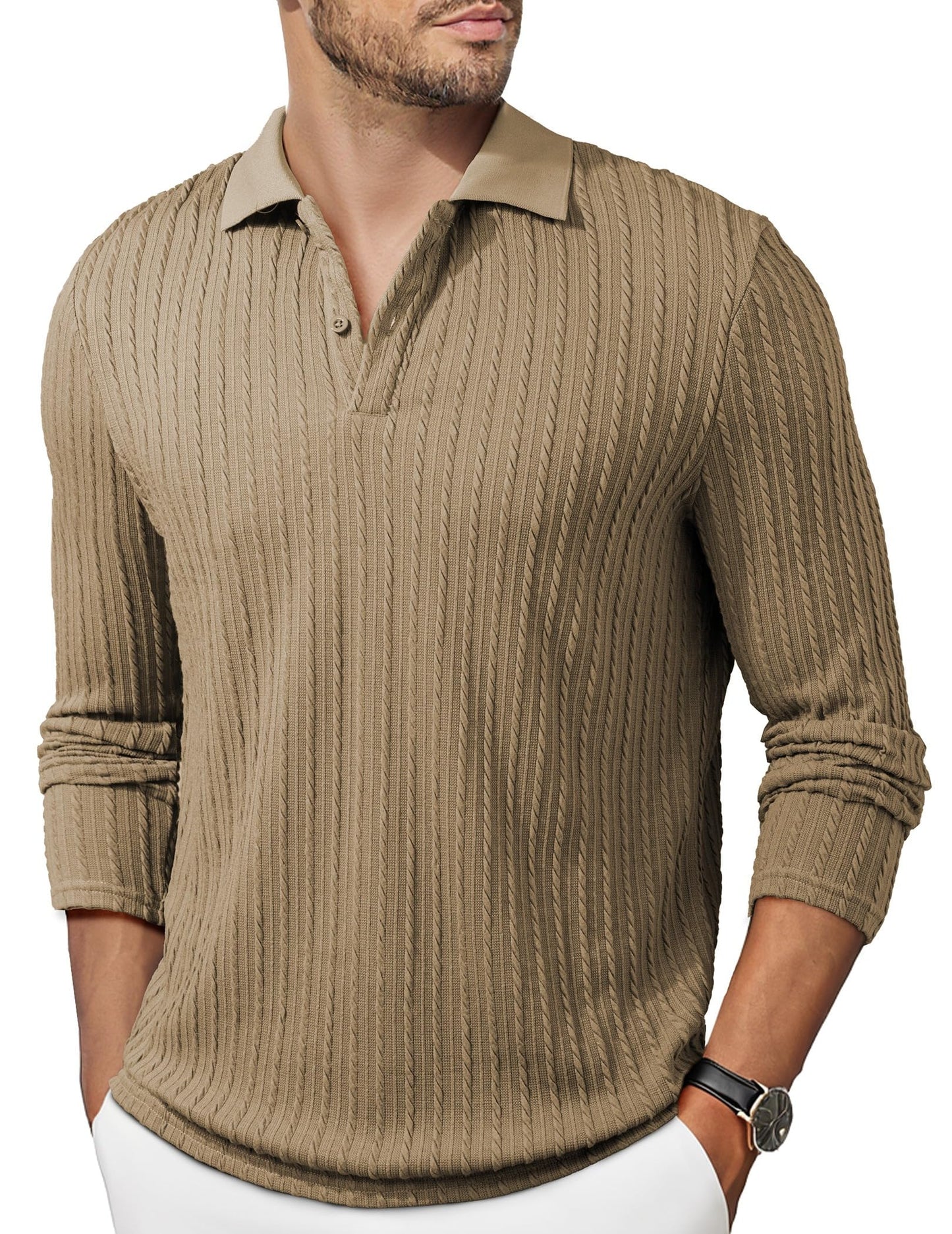 JMIERR Mens Casual Polo Shirt Summer Short Sleeve Vacation Button Beach Knit Stretchy Golf Shirts
