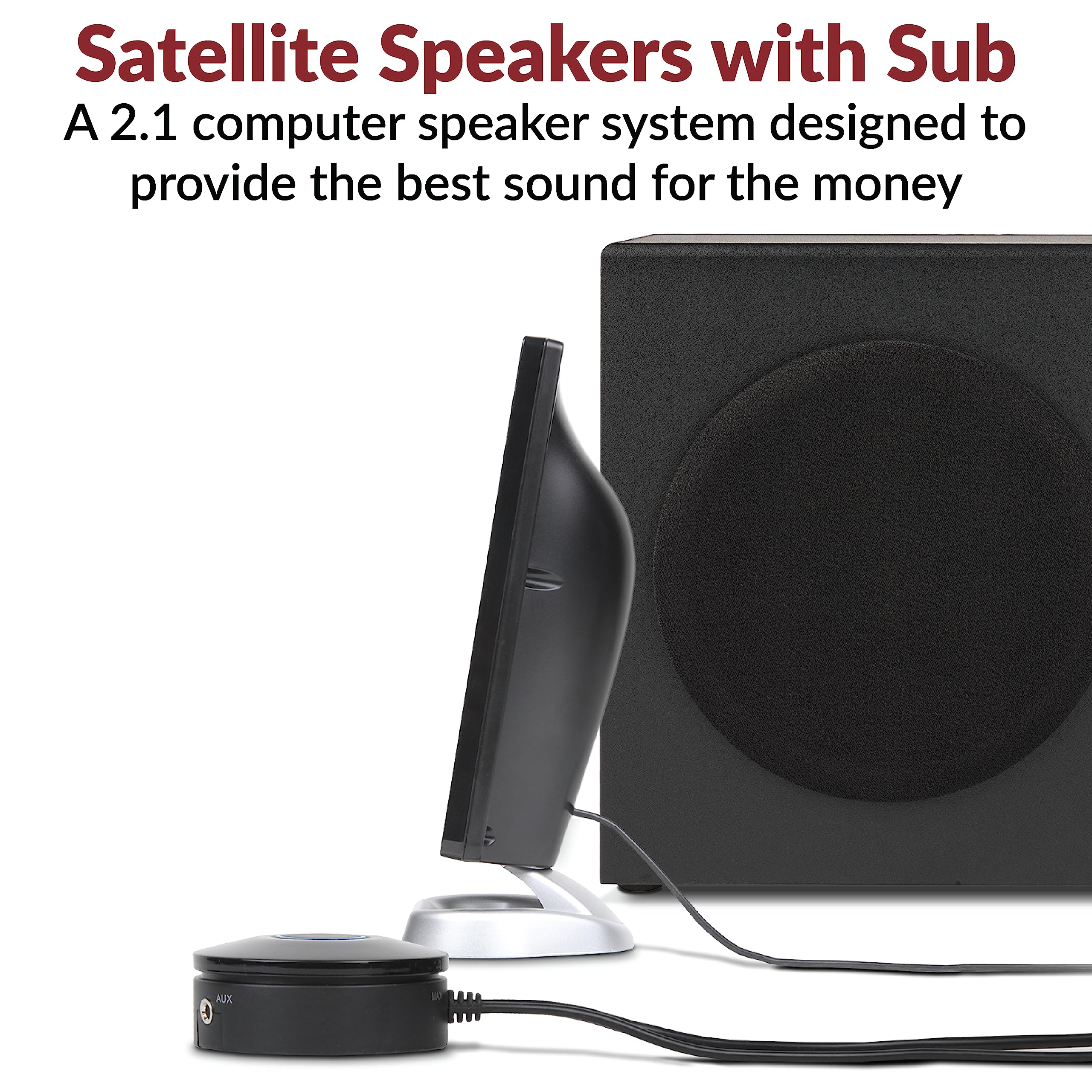 Cyber Acoustics 2.1 Subwoofer Speaker System with 18W of Power – Great for Music, Movies, Gaming, and Multimedia Computer Laptops (CA-3090) Green