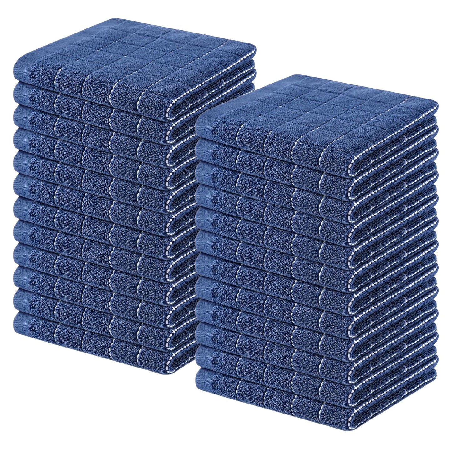Homaxy 100% Cotton Terrycloth Check Design Dish Cloths & Dish Towels, Soft and Absorbent, Perfect for Kitchen Drying and Washing
