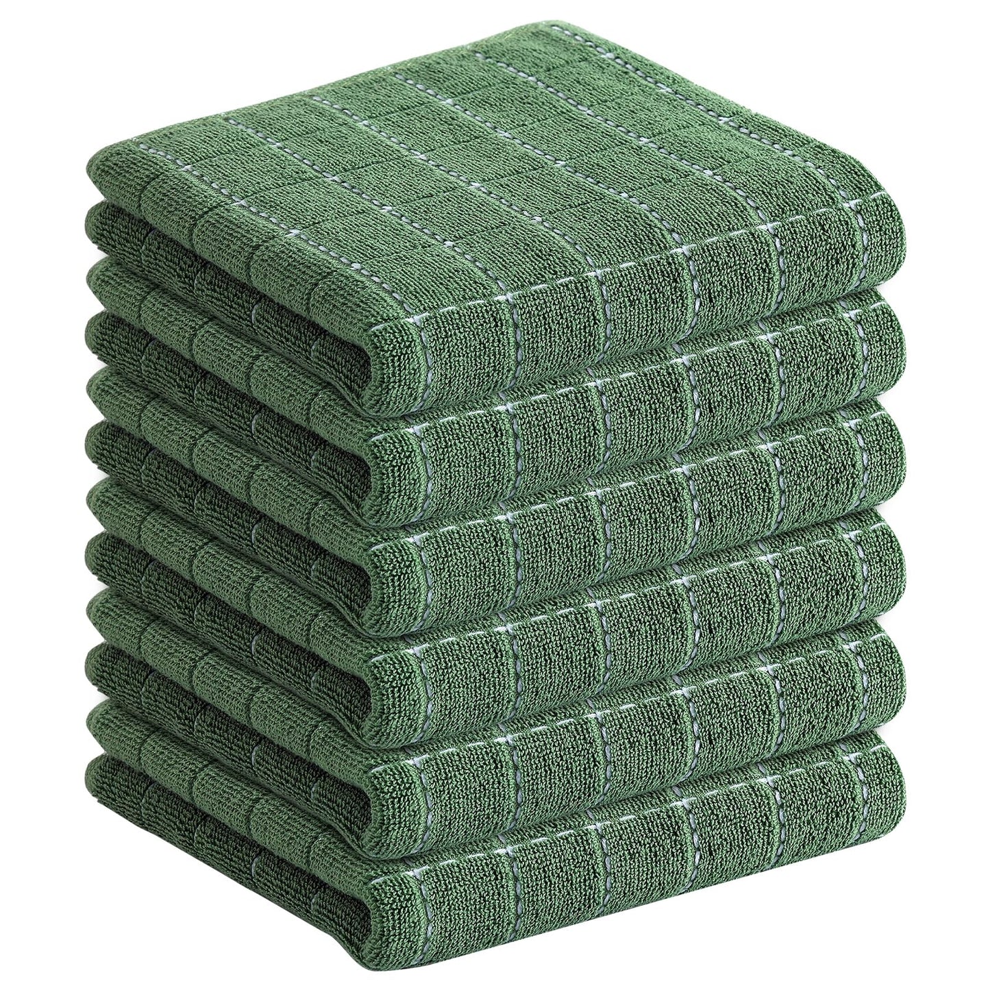 Homaxy 100% Cotton Terrycloth Check Design Dish Cloths & Dish Towels, Soft and Absorbent, Perfect for Kitchen Drying and Washing