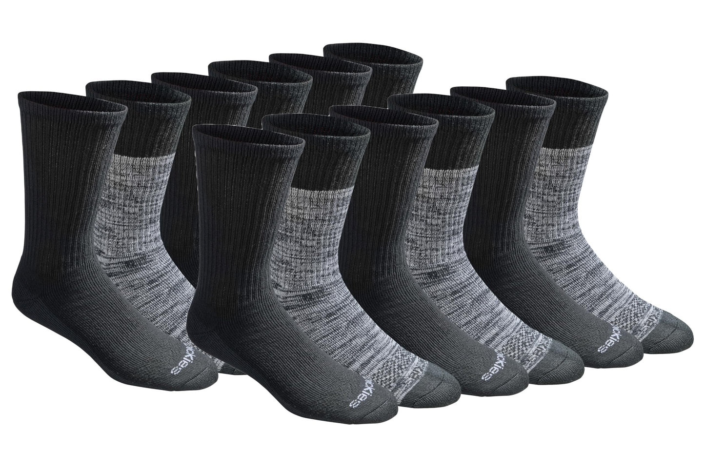 Dickies Men's Dri-Tech Essential Moisture Control Crew Socks, Available in M-XXL (6, 12 Pairs)