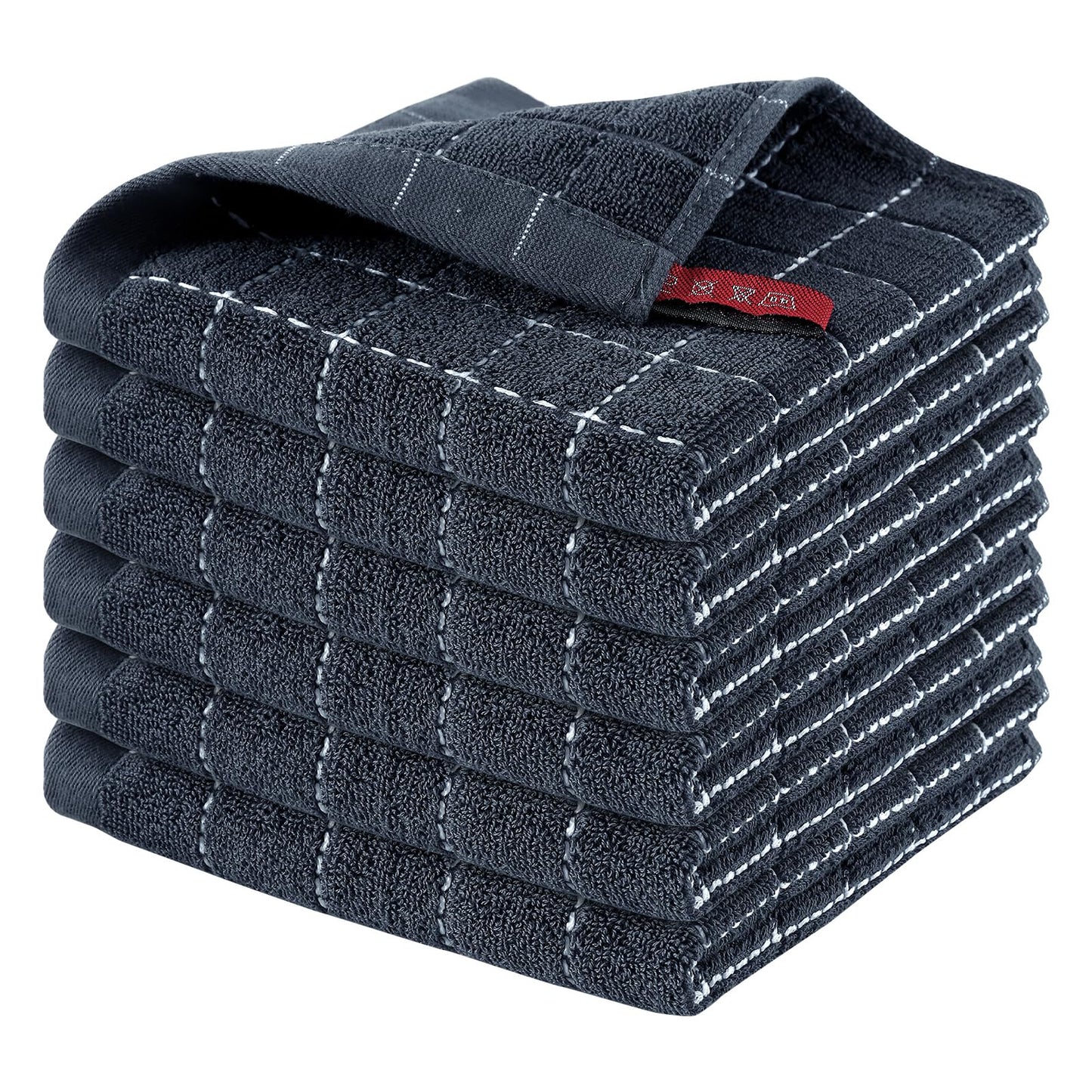 Homaxy 100% Cotton Terrycloth Check Design Dish Cloths & Dish Towels, Soft and Absorbent, Perfect for Kitchen Drying and Washing
