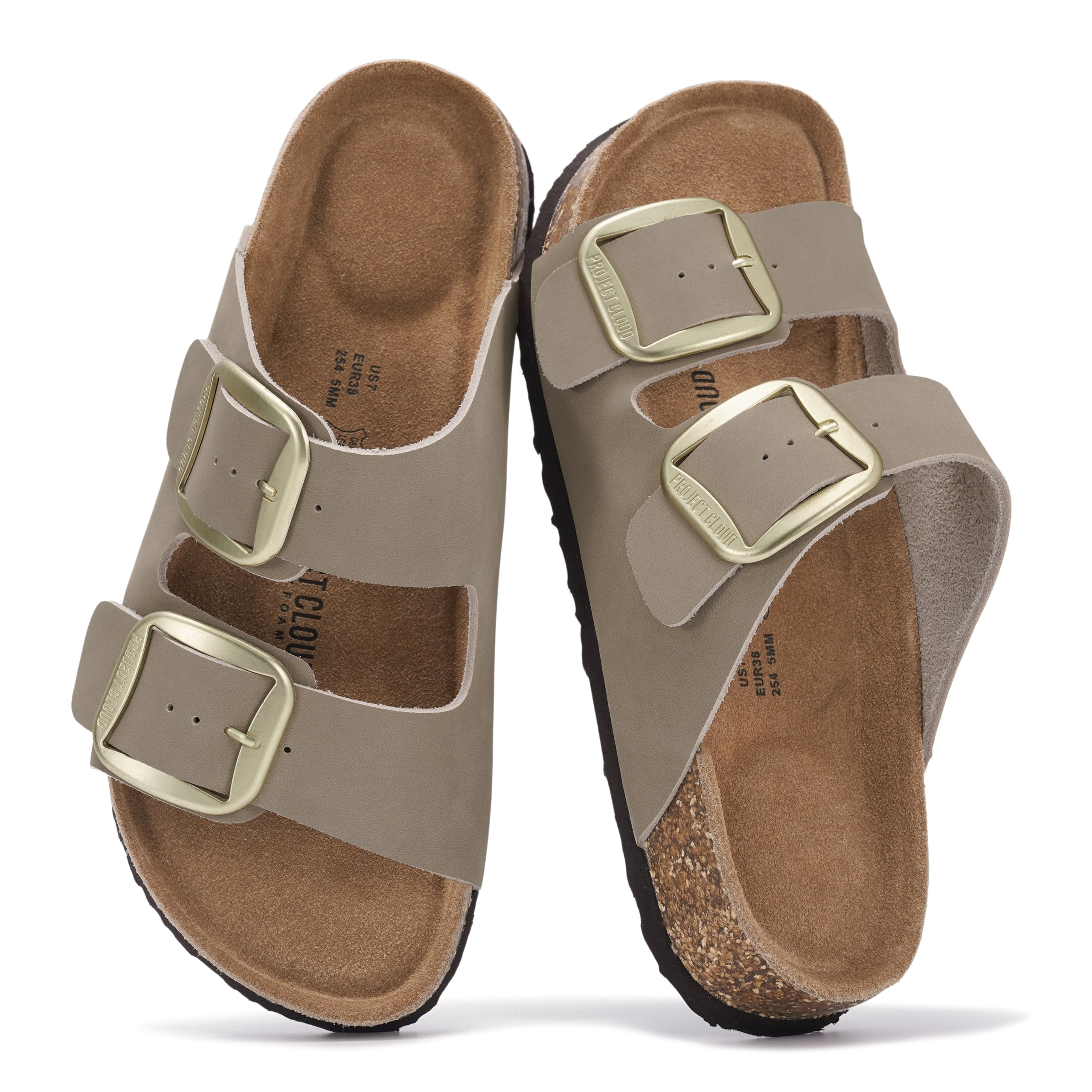 Project Cloud 100% Genuine Leather Flat Sandals for Women 2026 Comfortable Beach Essentials Womens Sandals Memory Foam Vacation Essentials Slides for Women Footwear (Santorini)