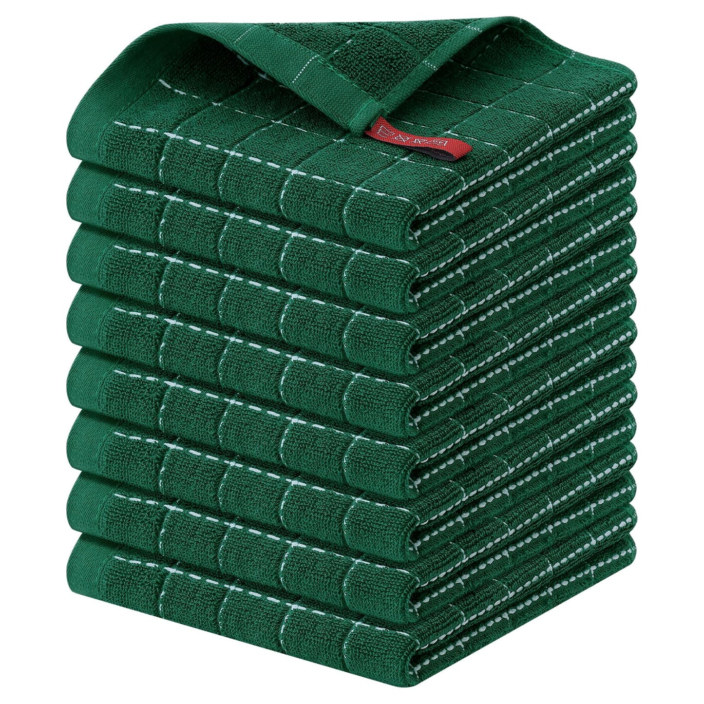 Homaxy 100% Cotton Terrycloth Check Design Dish Cloths & Dish Towels, Soft and Absorbent, Perfect for Kitchen Drying and Washing