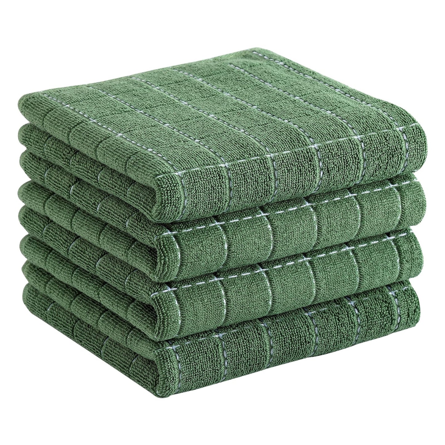 Homaxy 100% Cotton Terrycloth Check Design Dish Cloths & Dish Towels, Soft and Absorbent, Perfect for Kitchen Drying and Washing