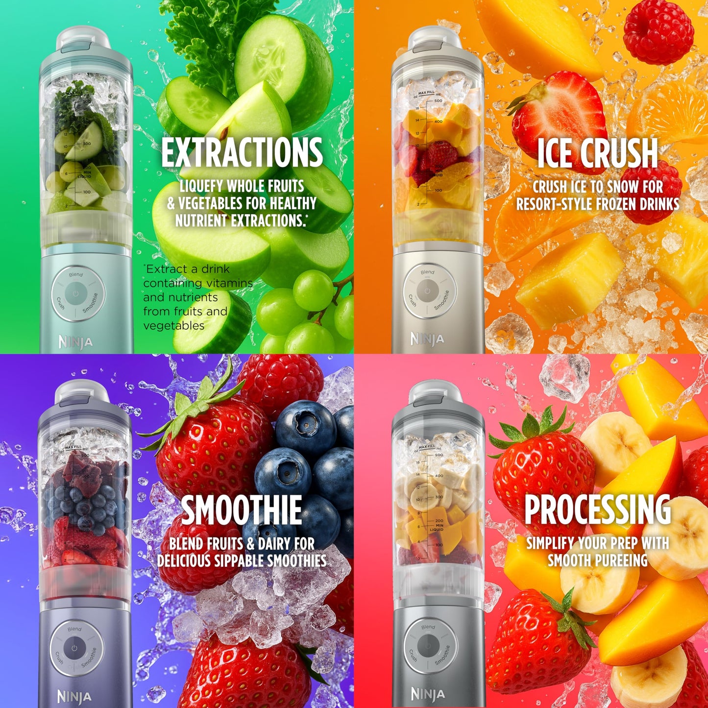 Ninja Blender, Blast Max, Cordless, Personal Blender for-Smoothies, Frozen Drinks, Ice Crush, 22 oz. Removable Vessel, Leakproof-Lid, BPA-Free, Dishwasher Safe, Auto-iQ Technology