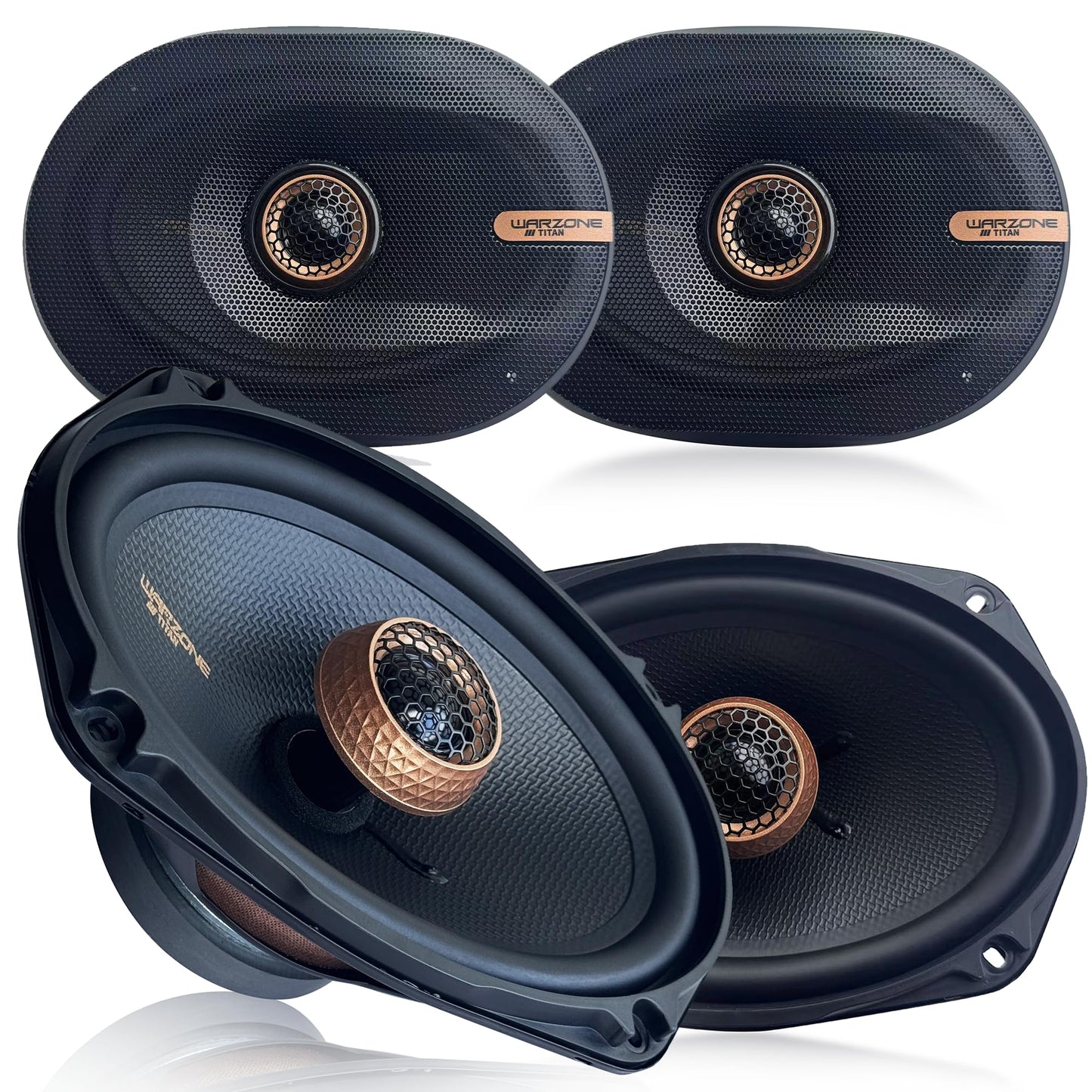Warzone 4X WZ69PTi 6x9-Inch Super Coaxial Speaker Pair, 4 Ohm, 1300W Max, 400W RMS, 92dB Sensitivity, Ferrite Woofer & PEI Dome Tweeter for Pro Car Audio