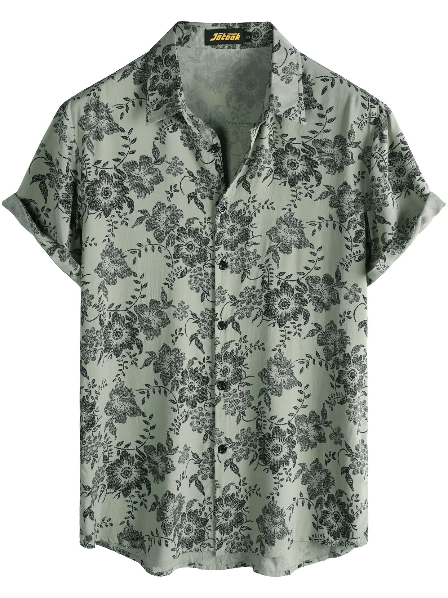JOTOOK Mens Hawaiian Shirt Short Sleeve Button Down Tropical Shirts Casual Floral Summer Beach Shirt