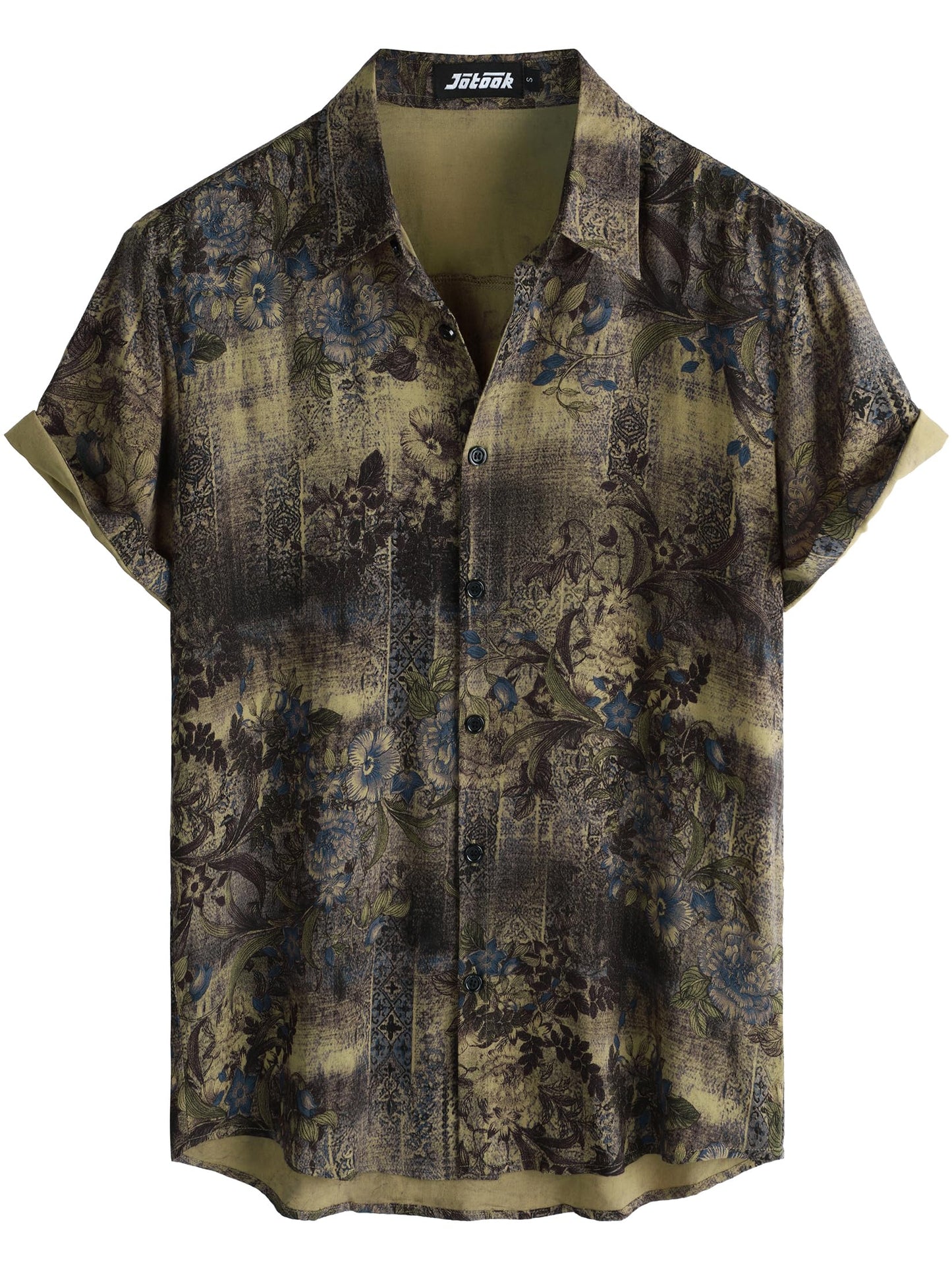 JOTOOK Mens Hawaiian Shirt Short Sleeve Button Down Tropical Shirts Casual Floral Summer Beach Shirt