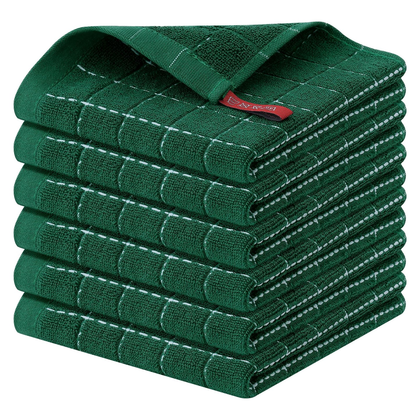 Homaxy 100% Cotton Terrycloth Check Design Dish Cloths & Dish Towels, Soft and Absorbent, Perfect for Kitchen Drying and Washing