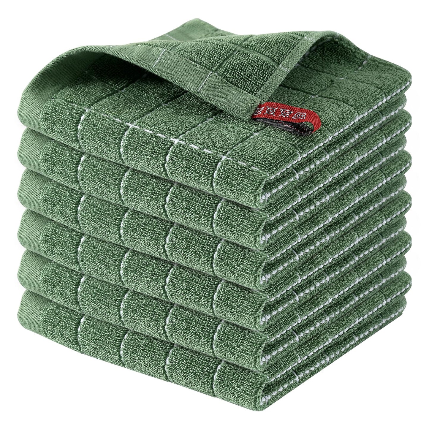 Homaxy 100% Cotton Terrycloth Check Design Dish Cloths & Dish Towels, Soft and Absorbent, Perfect for Kitchen Drying and Washing