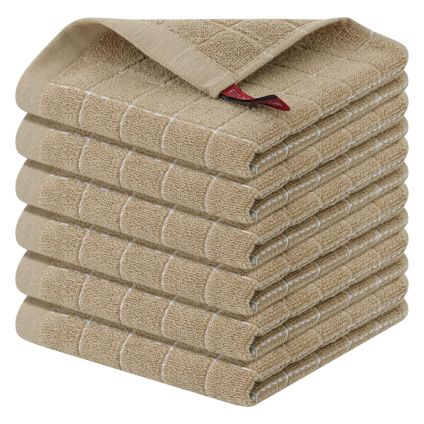 Homaxy 100% Cotton Terrycloth Check Design Dish Cloths & Dish Towels, Soft and Absorbent, Perfect for Kitchen Drying and Washing